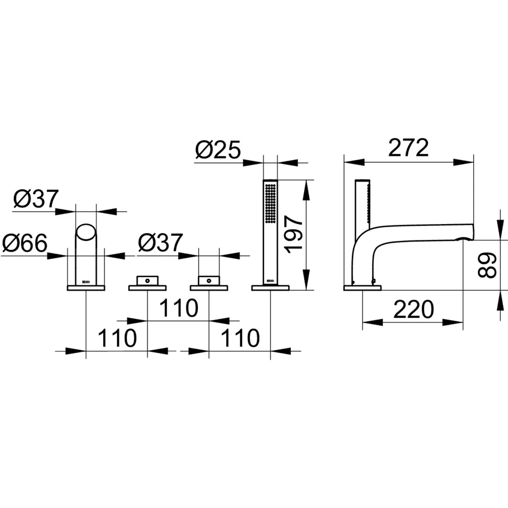 Edition 400 51530010200 Wannenmischer 4-Loch Wannenrand Ausladung 220 mm verchromt Edition 400 51530010200 Wannenmischer 4-Loch Wannenrand Ausladung 220 mm verchromt