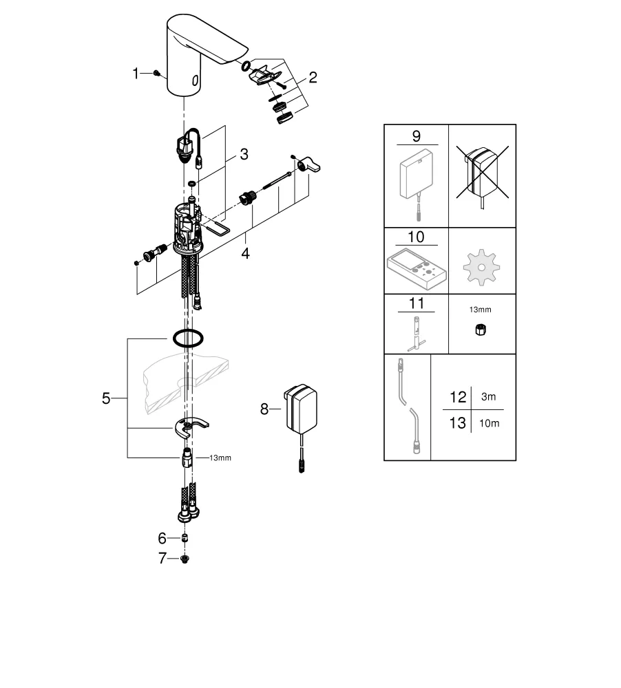 Infrarot-Elektronik für Waschtisch Bau Cosmopolitan E 36453, mit Mischung, mit Steckertrafo, getrennte innenliegende Wasserwege – kein Kontakt mit Blei oder Nickel, chrom Infrarot-Elektronik für Waschtisch Bau Cosmopolitan E 36453, mit Mischung, mit Steckertrafo, getrennte innenliegende Wasserwege – kein Kontakt mit Blei oder Nickel, chrom