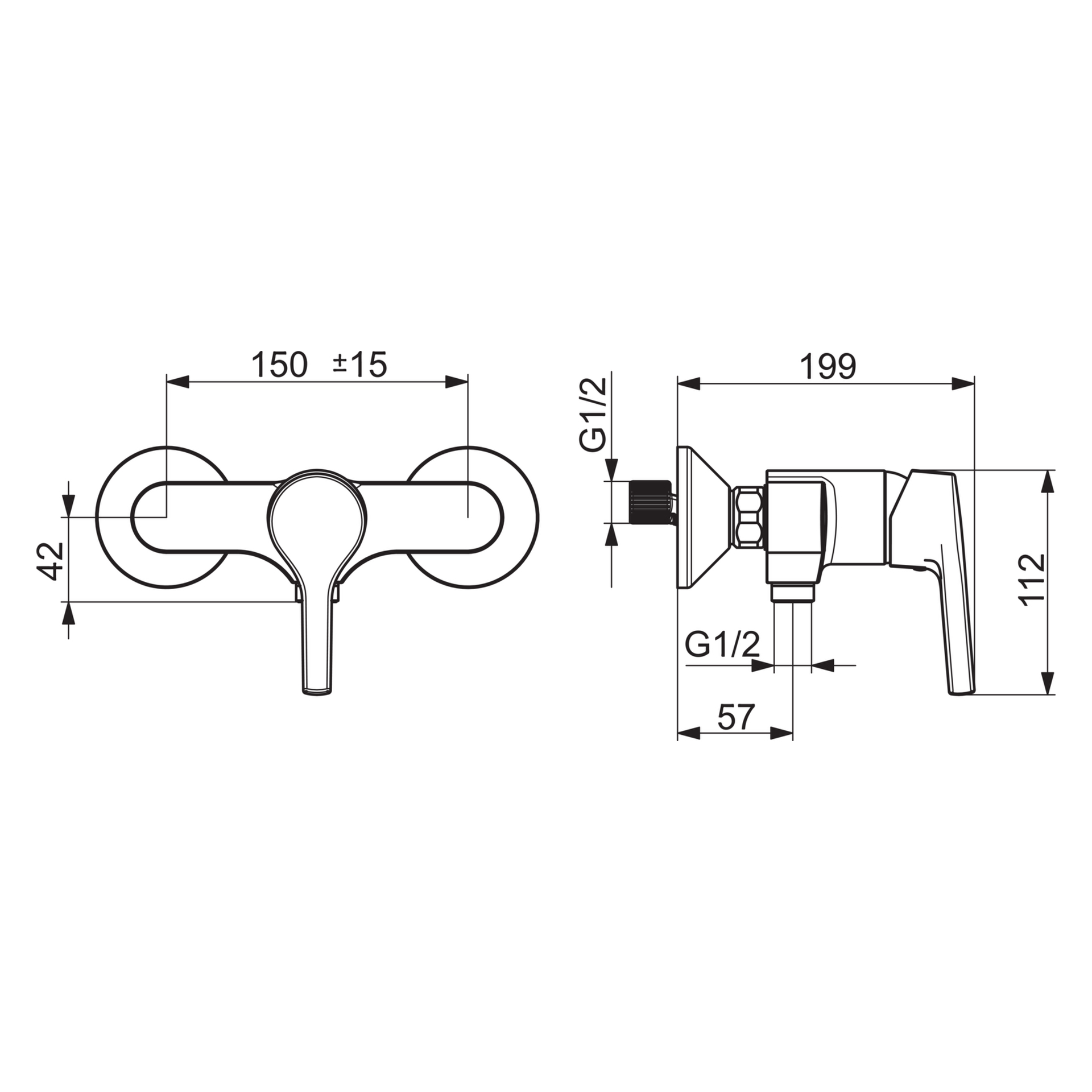 HA Einhebelmischer Brausebatterie HANSAPALENO 5647 Ausladung 57 mm DN15 Chrom