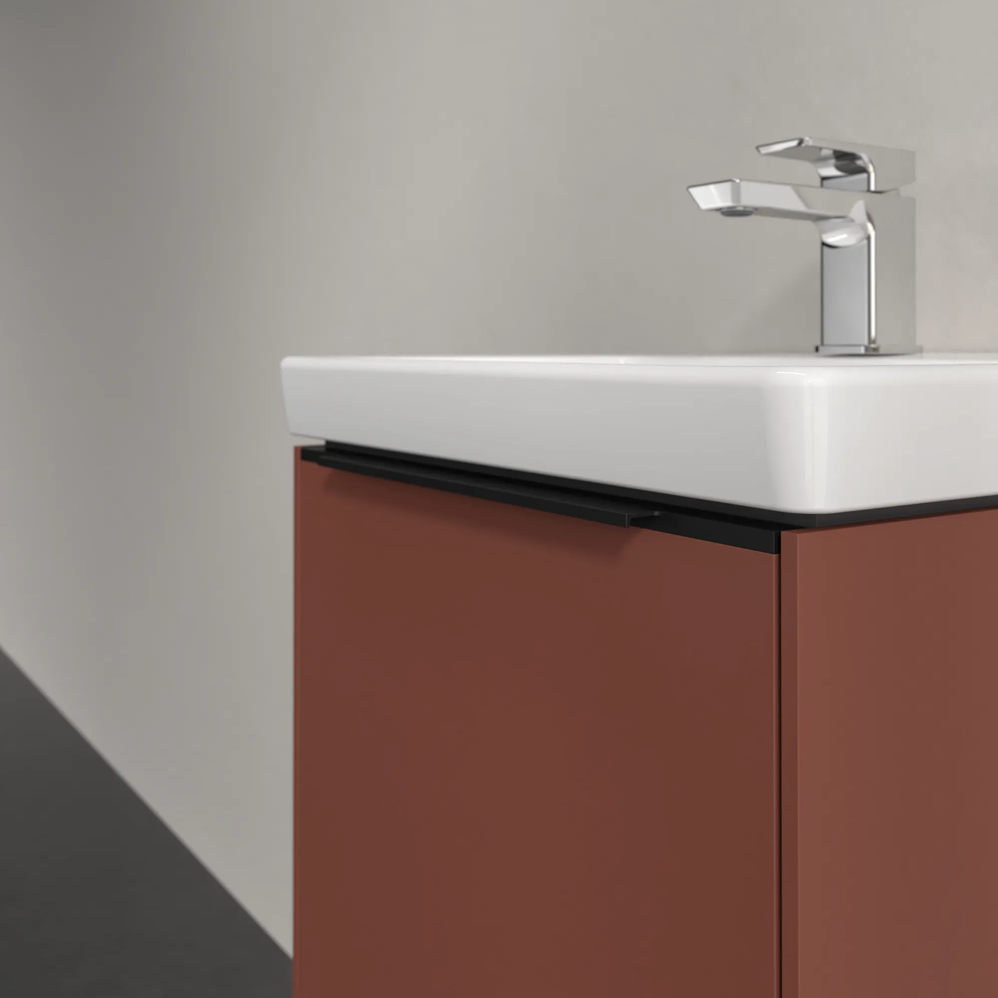 Villeroy & Boch Waschtischunterschrank mit Tür „Subway 3.0“ für Schrankwaschtisch 423 × 429 × 378 mm Wine Red, 1 Tür, für Becken mittig, Anschlag links Villeroy & Boch Waschtischunterschrank mit Tür „Subway 3.0“ für Schrankwaschtisch 423 × 429 × 378 mm Wine Red, 1 Tür, für Becken mittig, Anschlag links
