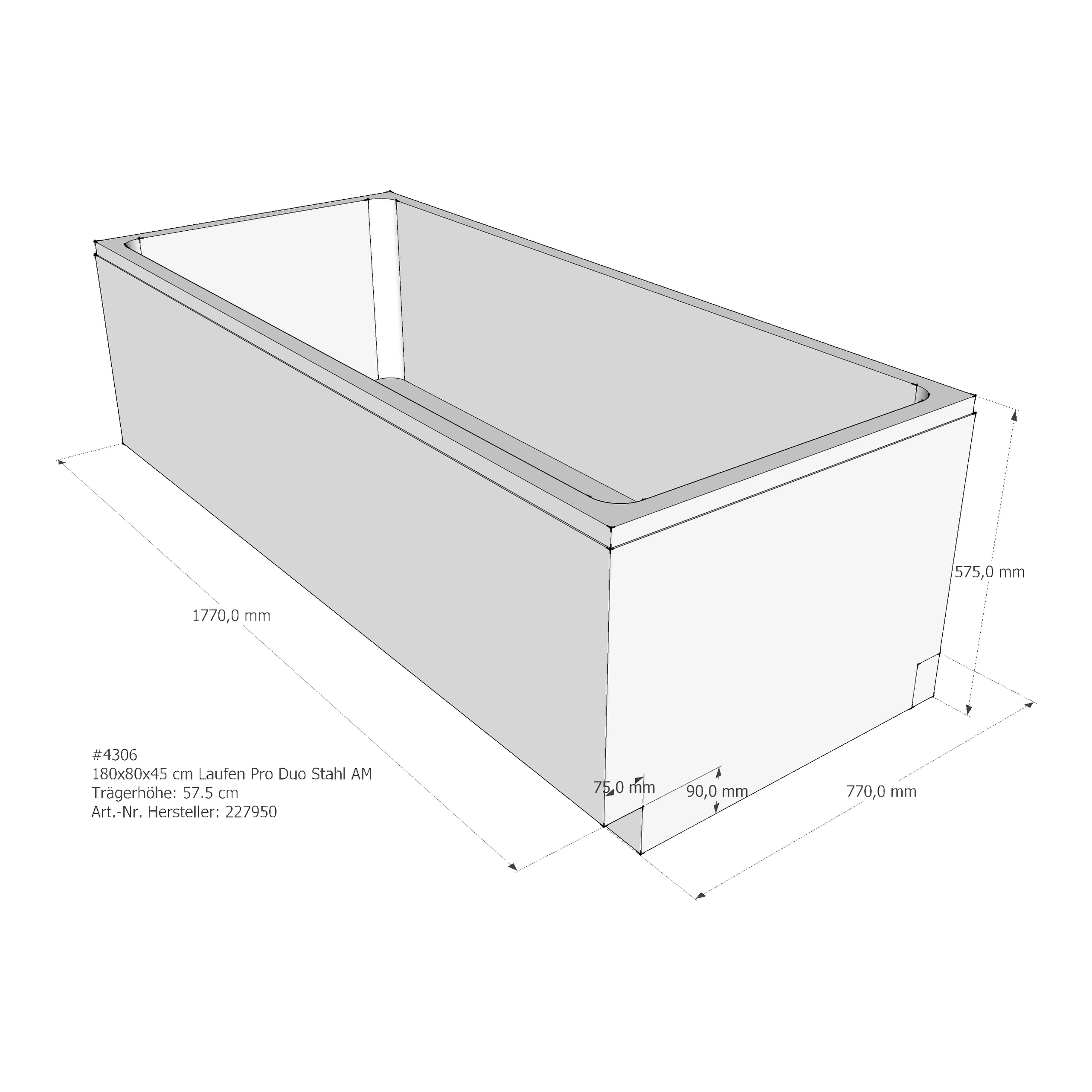 Wannenträger Laufen ModernaPlus/Pro Duo 180x80x45 cm AM400