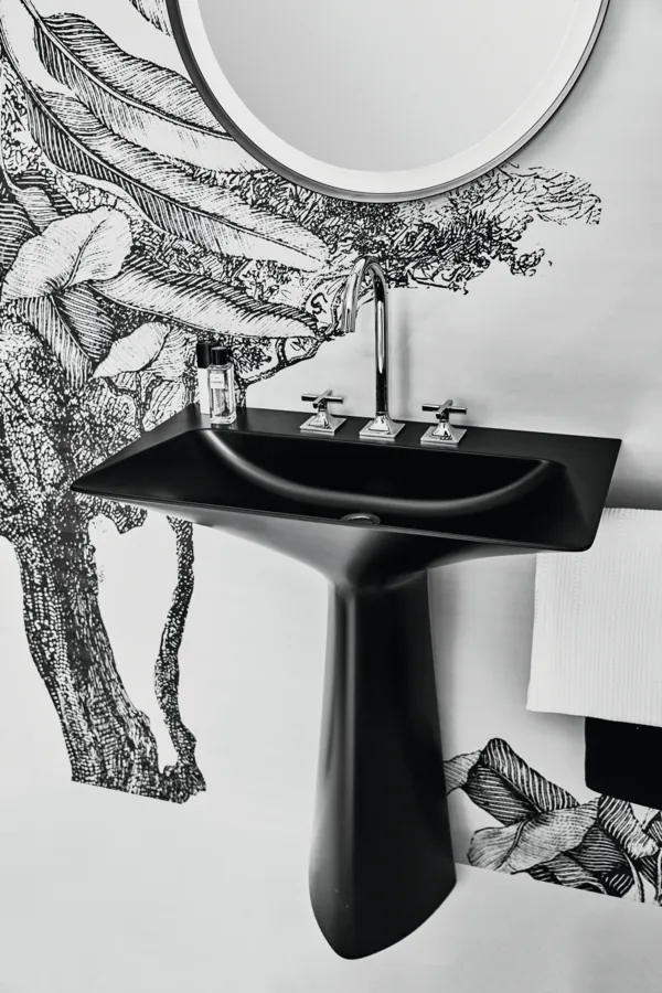 Waschbecken „Tipo-Z“ 74 × 47 × 90 cm, Hahnlochposition mittig in Schwarz Waschbecken „Tipo-Z“ 74 × 47 × 90 cm, Hahnlochposition mittig in Schwarz