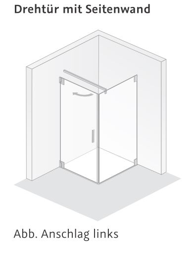 HSK Drehtür mit Seitenwand „K2“ Glas Klar hell HSK Drehtür mit Seitenwand „K2“ Glas Klar hell