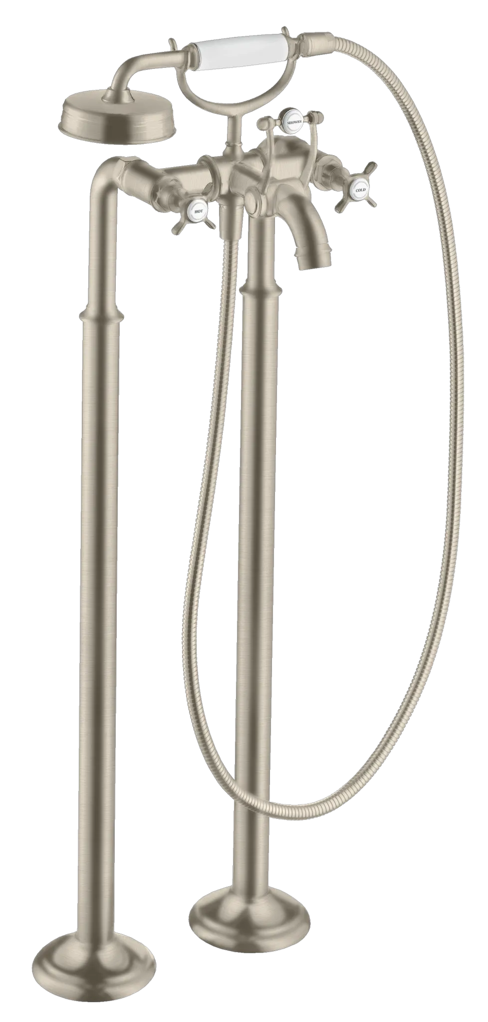 Hansgrohe AXOR Montreux 2-Griff Wannenarmatur bodenstehend Brushed Nickel Hansgrohe AXOR Montreux 2-Griff Wannenarmatur bodenstehend Brushed Nickel