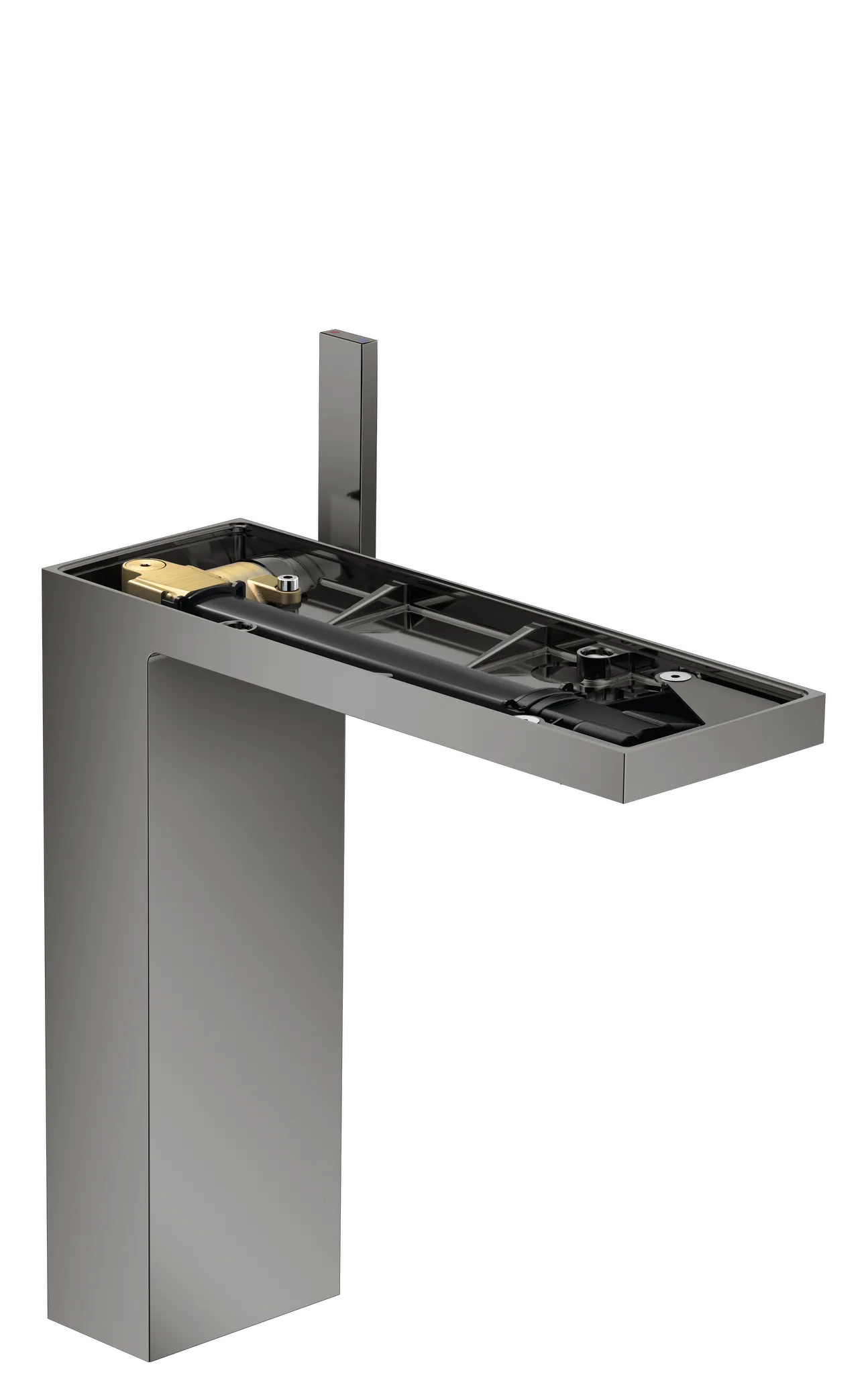 Hansgrohe AXOR MyEdition Einhebel-Waschtischmischer 47022 Polished Black Chrome, Ausladung 196 mm, Auslaufhöhe 225 mm, Push-Open Ablaufgarnitur G 11/4, max. Durchflussmenge 5 l/min