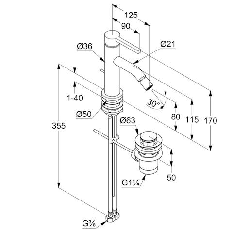 Kludi NOVA FONTE Pura Bidet-EHM mit Zugstange, mattweiß Kludi NOVA FONTE Pura Bidet-EHM mit Zugstange, mattweiß