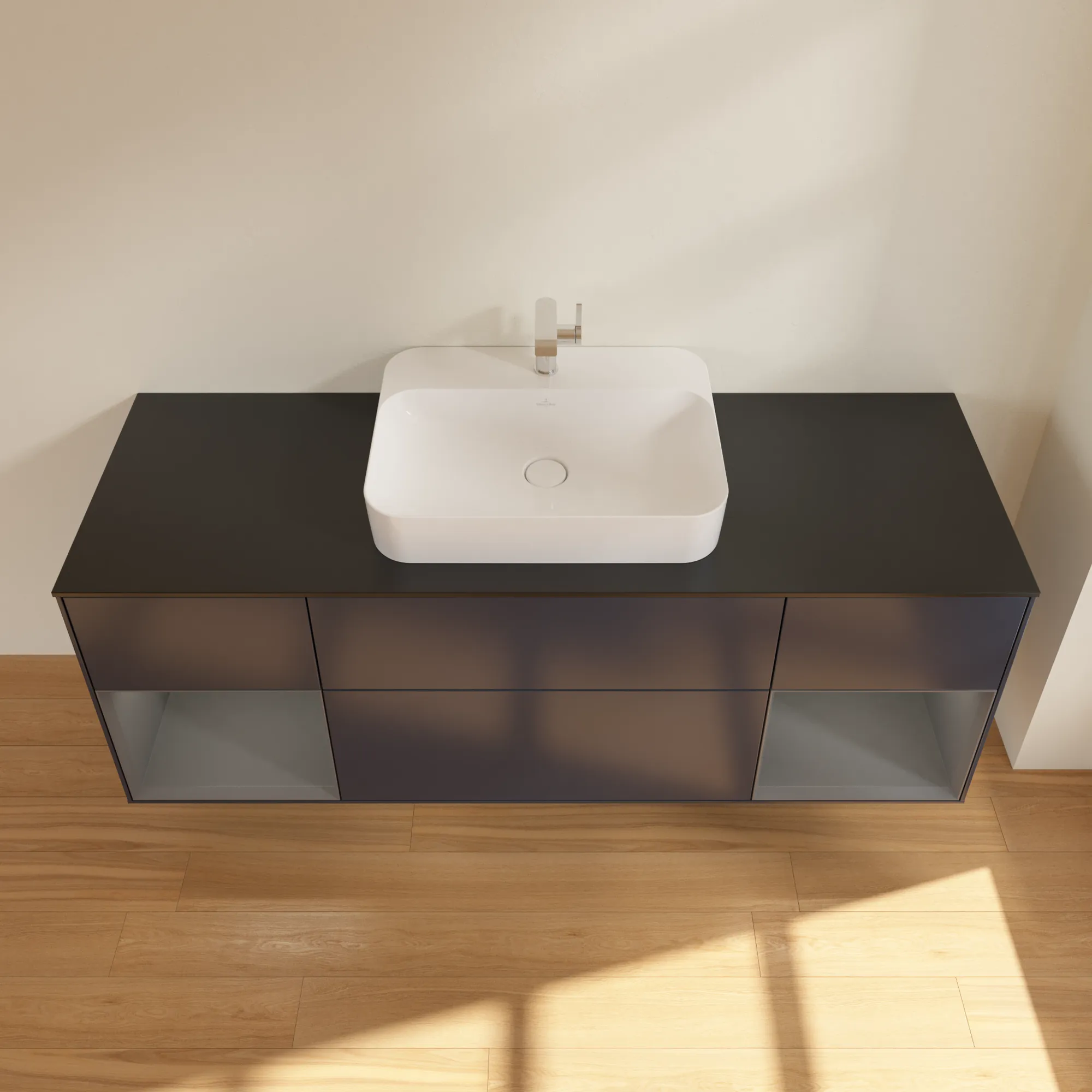 Villeroy & Boch Waschtischunterschrank „Finion“ für Schrankwaschtisch 1600 × 603 × 501 mm Midnight Blue Matt Lacquer, für Becken mittig