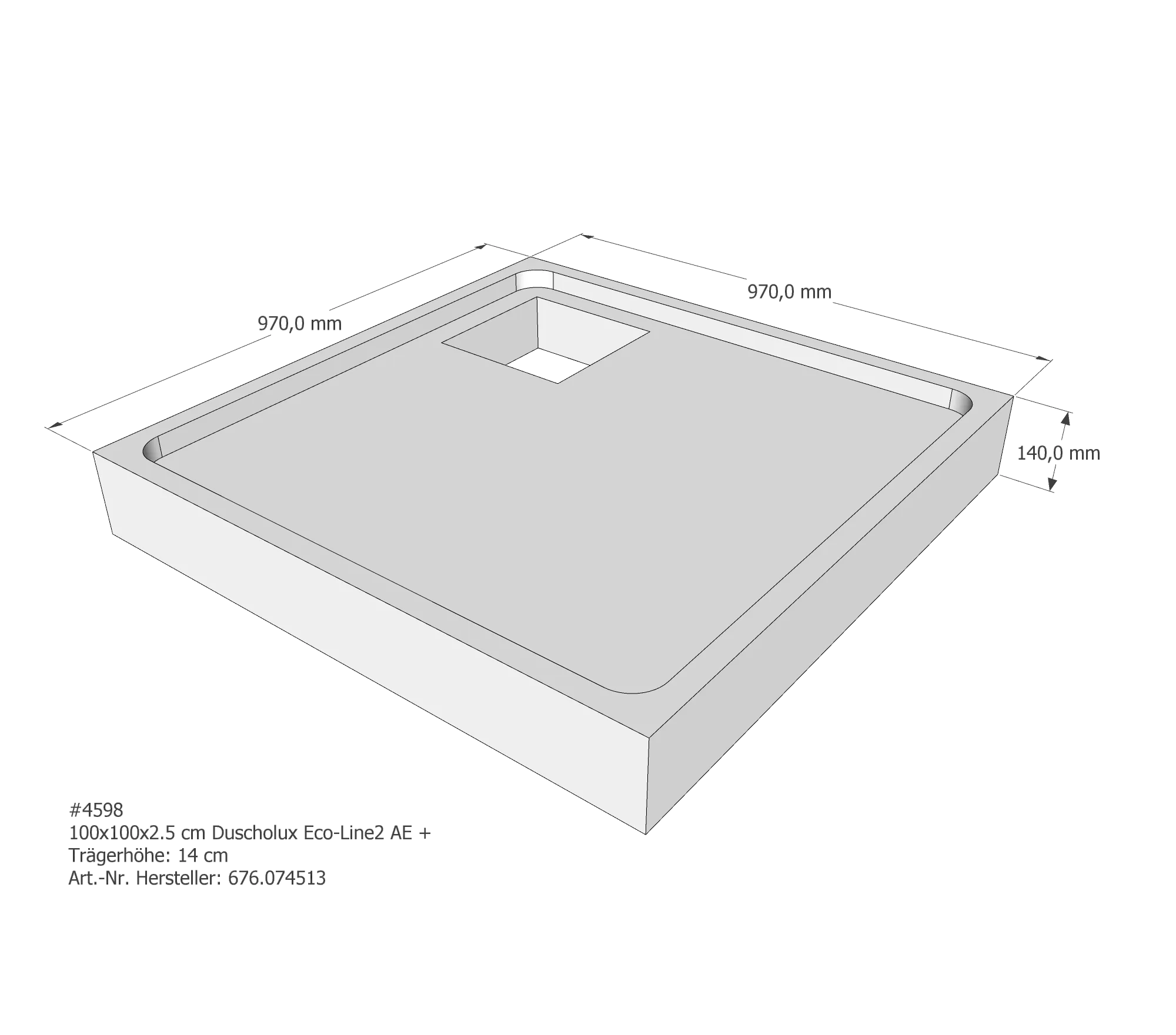 Duschwannenträger passend für Duscholux Eco-Line2 100 × 100 × 2,5 cm