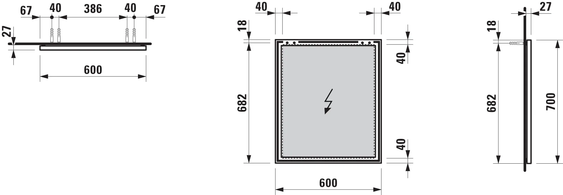 Laufen Spiegel „FRAME 25“ in Aluminium, schwarz matt