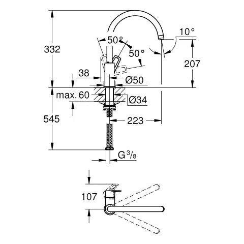 Einhand-Spültischbatterie BauLoop 31368_1, hoher Auslauf, Einlochmontage, getrennte innenliegende Wasserwege – kein Kontakt mit Blei oder Nickel, chrom Einhand-Spültischbatterie BauLoop 31368_1, hoher Auslauf, Einlochmontage, getrennte innenliegende Wasserwege – kein Kontakt mit Blei oder Nickel, chrom