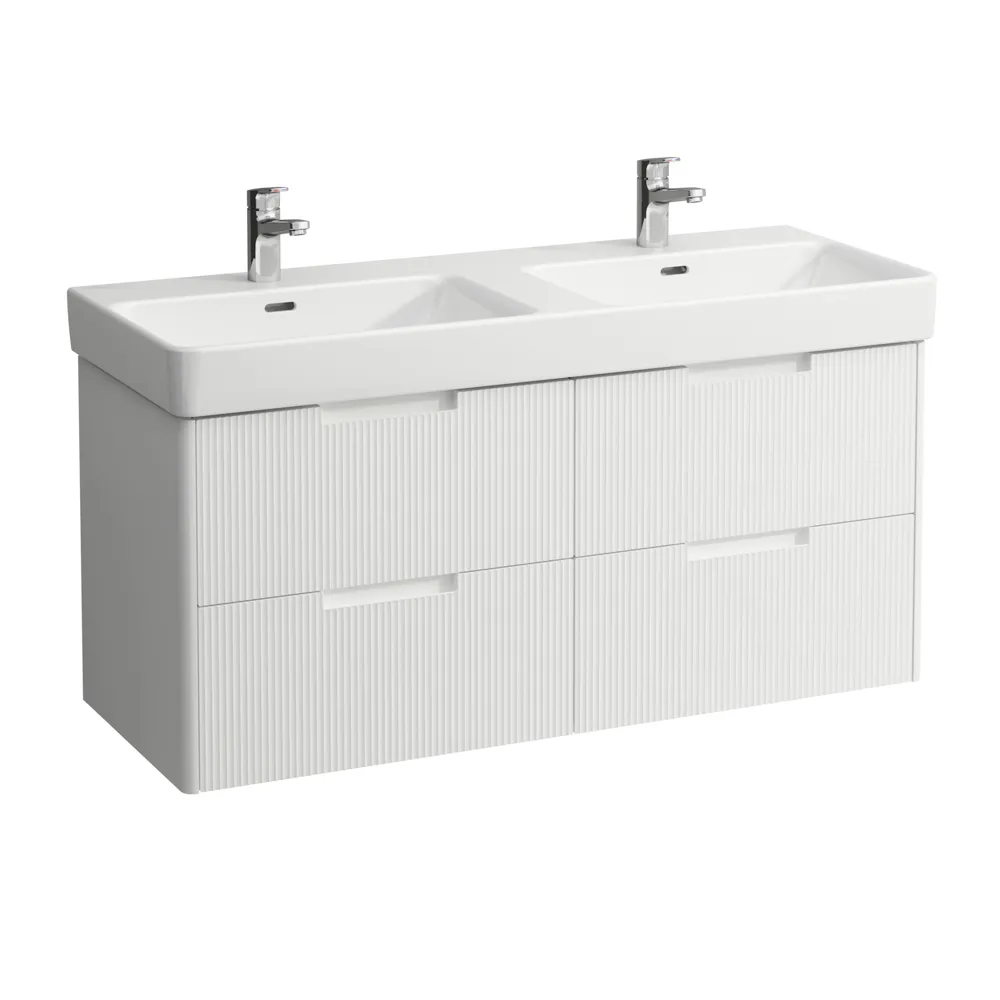 Waschtischunterbau JUNA für PRO S 446x1168x515 4 Schubladen mit Griffmulde für Waschtisch H814966 weiß matt