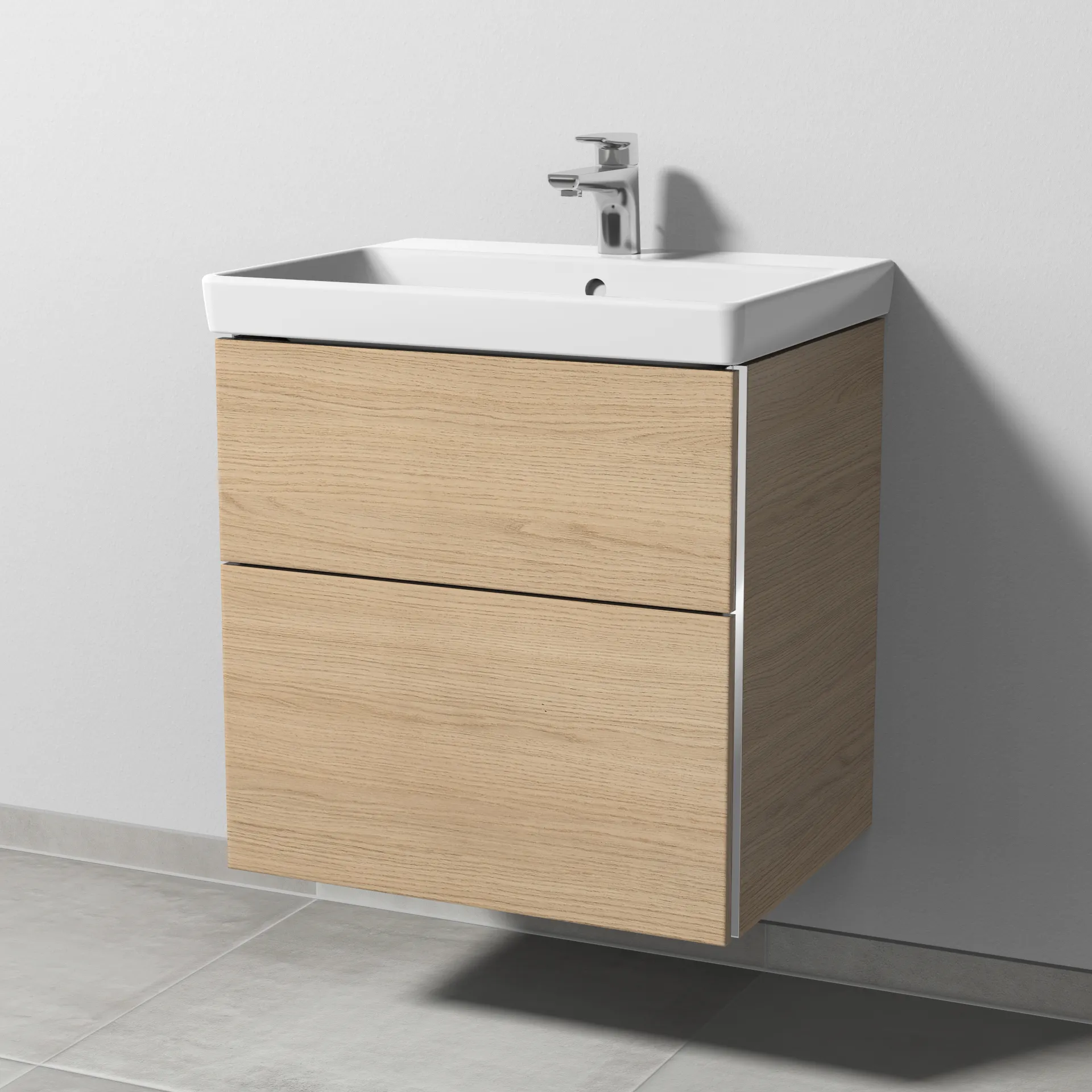 Sanipa Waschtischunterschrank „3way“ passend zu Keramik-Waschtische Avento von Villeroy & Boch 580 × 580 × 452 mm in Eiche Nordic