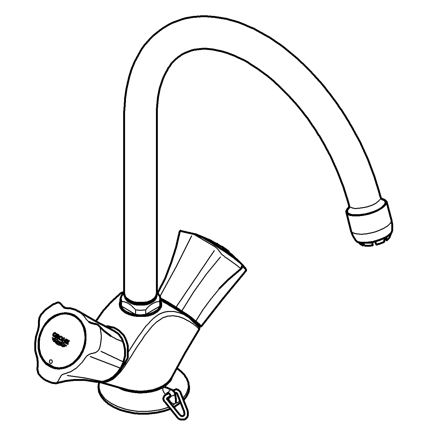 Spültisch-Einlochbatterie Costa 31930_1, schwenkbarer Rohrauslauf, Niederdruck für offene Warmwasserbereiter, chrom