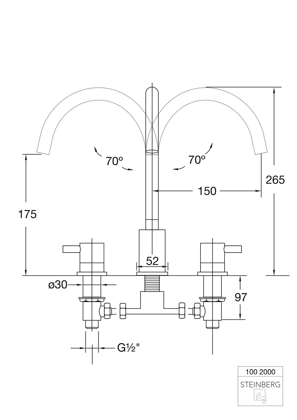 Serie 100 3-Loch Waschtischarmatur mit Ablaufgarnitur Serie 100 3-Loch Waschtischarmatur mit Ablaufgarnitur