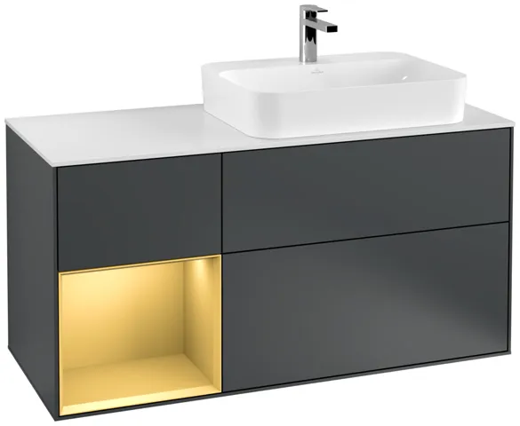 Villeroy & Boch Waschtischunterschrank „Finion“ für Schrankwaschtisch 1200 × 603 × 501 mm Midnight Blue Matt Lacquer, für Becken rechts Villeroy & Boch Waschtischunterschrank „Finion“ für Schrankwaschtisch 1200 × 603 × 501 mm Midnight Blue Matt Lacquer, für Becken rechts