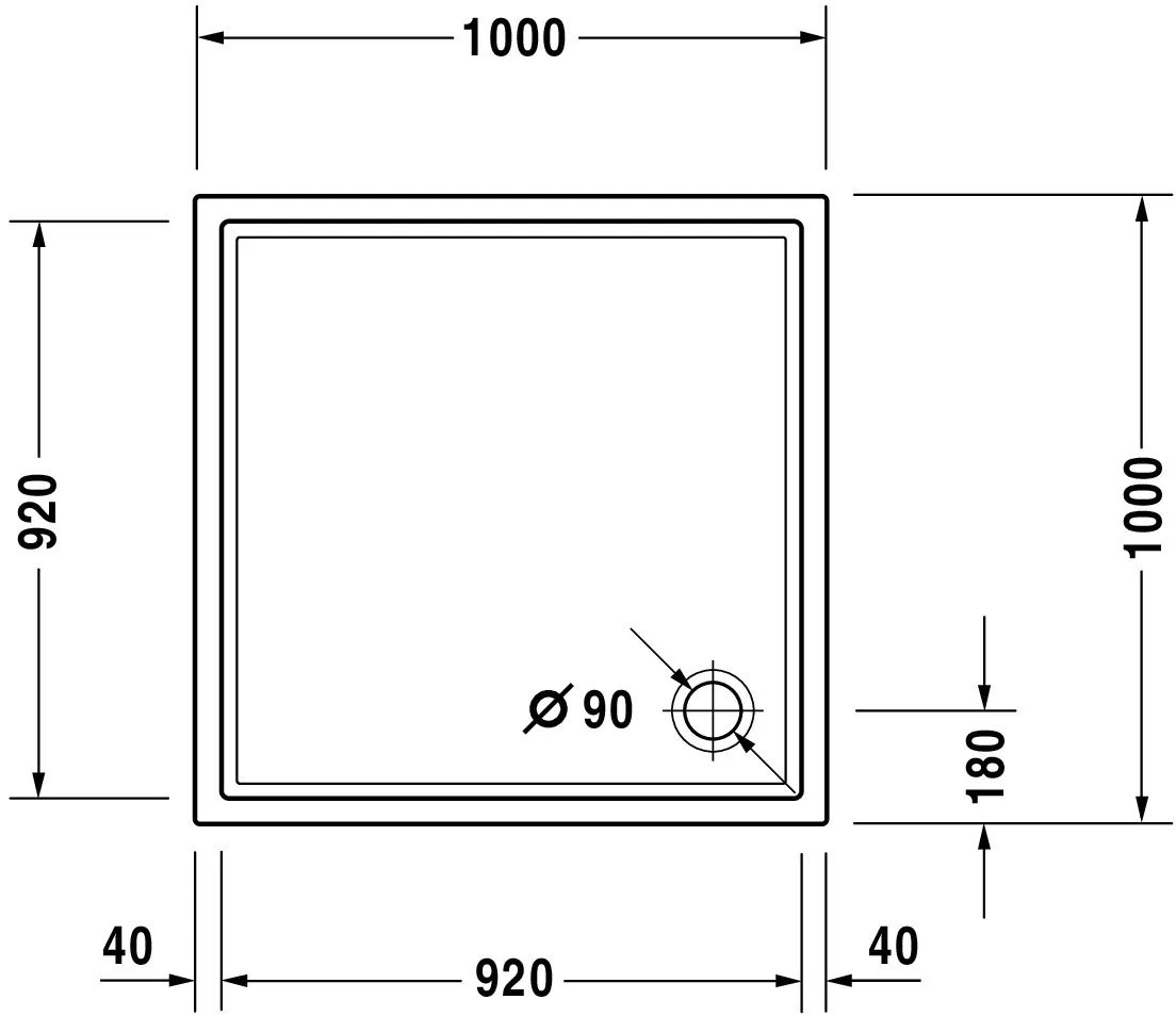Duravit quadrat Duschwanne „Starck Slimline“ 100 × 100 cm ohne Antislip