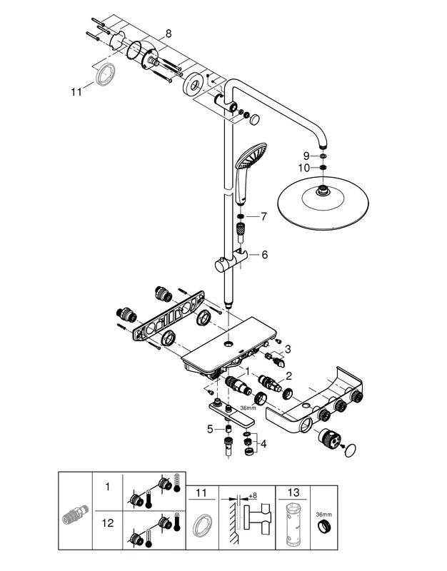 Grohe Euphoria SmartControl System 260 Duschsystem mit Thermostat-Wannenbatterie Grohe Euphoria SmartControl System 260 Duschsystem mit Thermostat-Wannenbatterie
