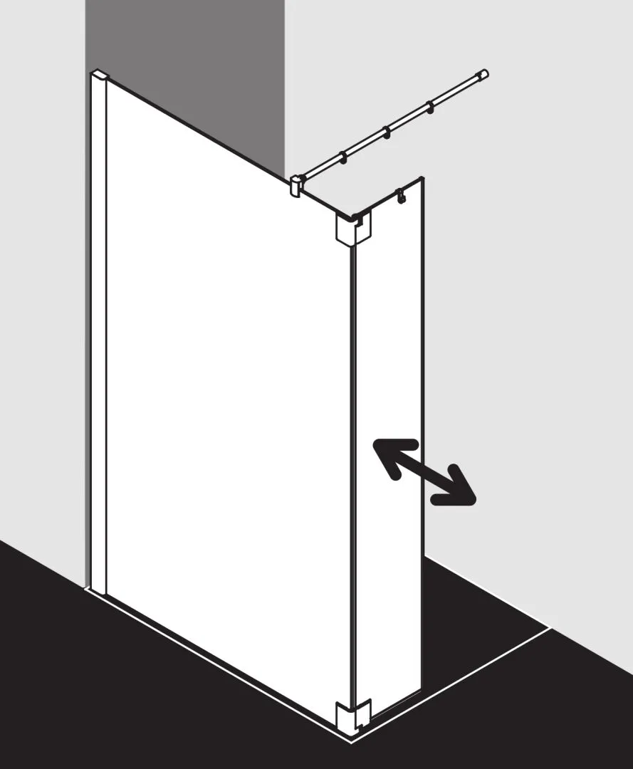 Kermi Duschdesign Walk-In-Duschkabine WALK-IN Wall mit beweglichem Flügel links „PASA XP“ Glas Klar, Profile Silber Mattglanz, BV: 714 - 744 mm GAK: 705 - 735 mm WE: 730 - 760 mm H: 1850 mm