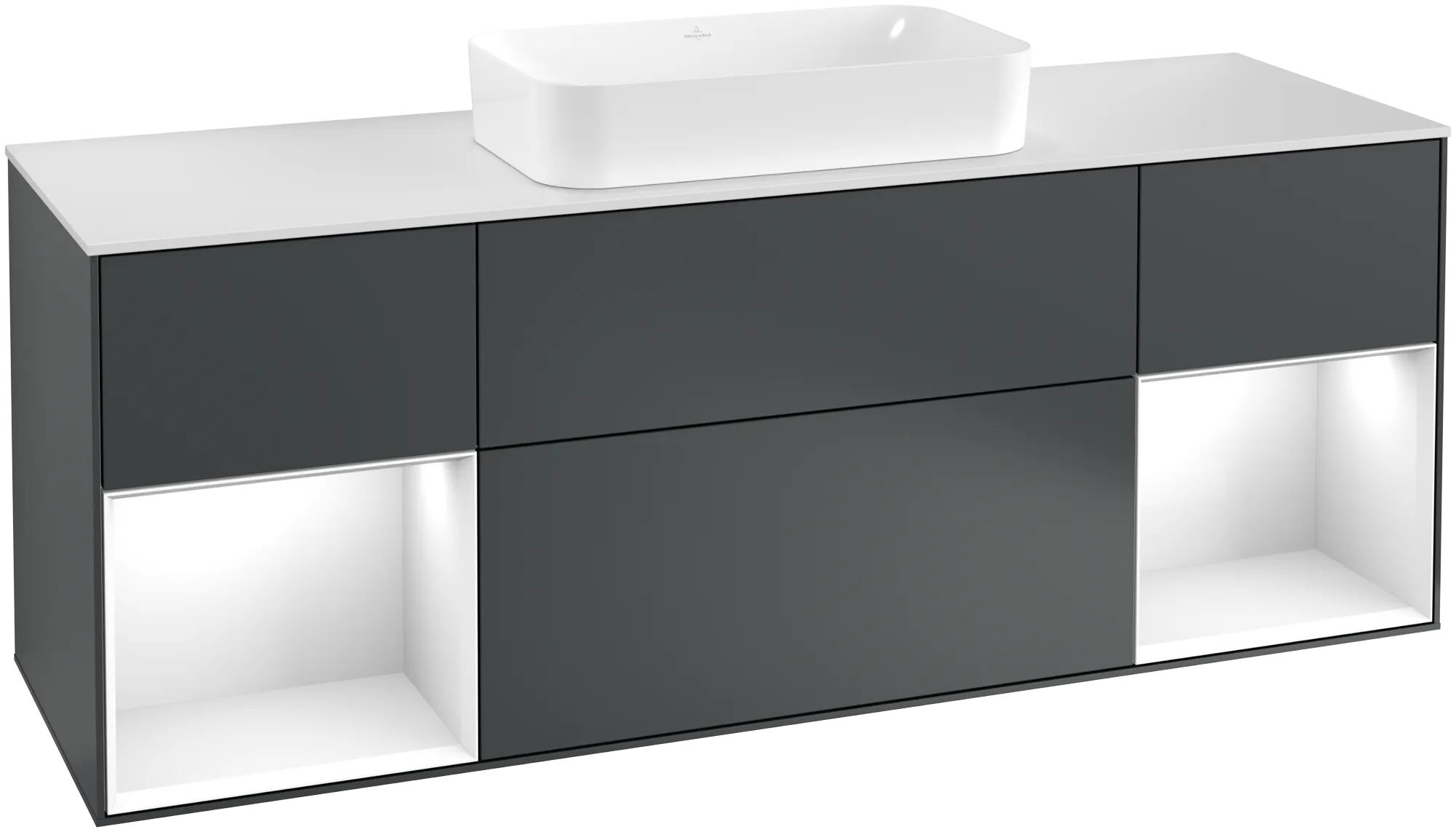 Villeroy & Boch Finion Waschbeckenunterschrank F33, 1600x603x501mm, Midnight Blue Matt/Lacquer/Glossy White