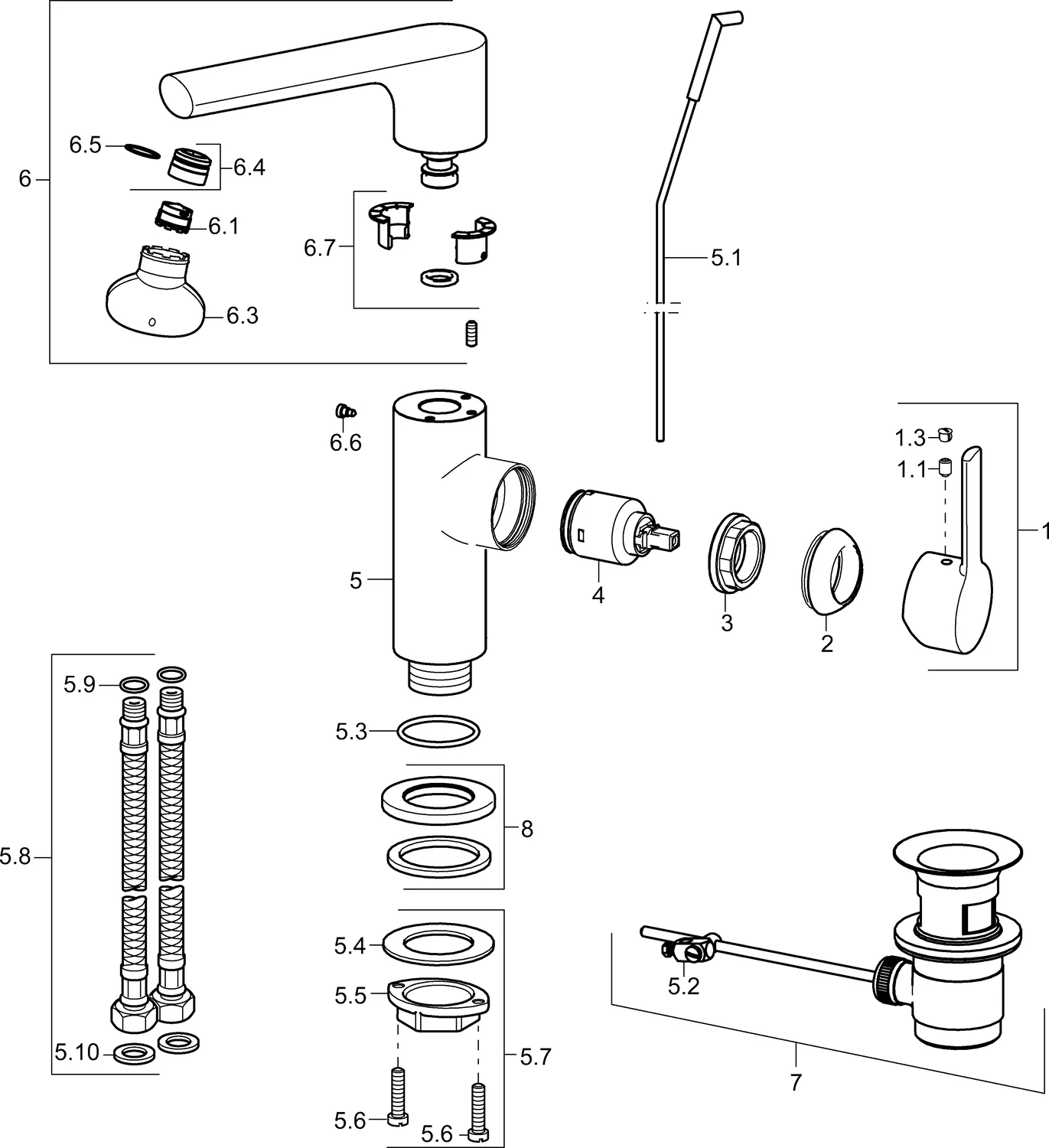 HansaRONDA Einhebelmischer Waschtischbatterie 5526 Chrom