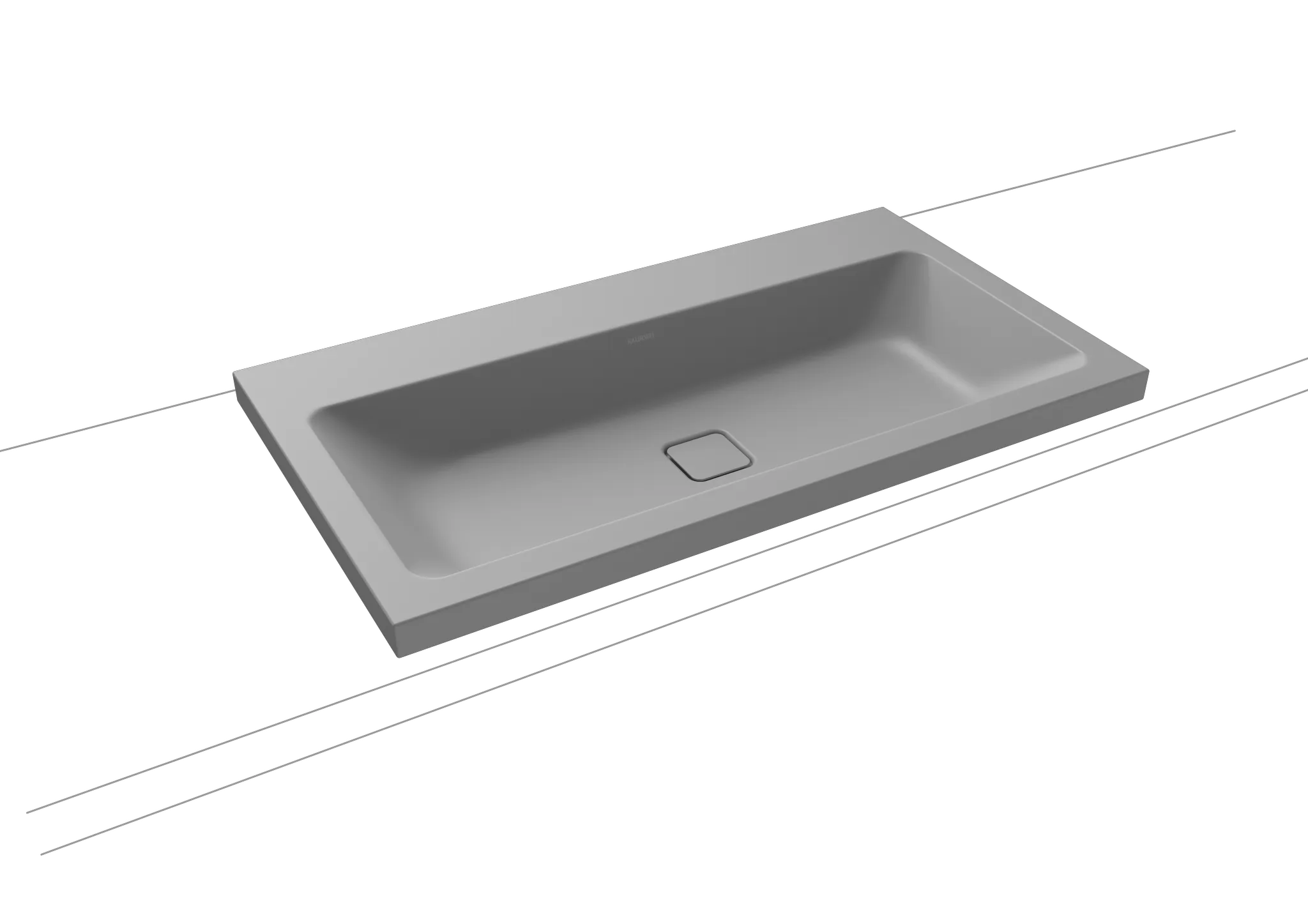 Aufsatzwaschtisch „Cono“ 90 × 50 cm, ohne Überlauf, mittig, ohne Hahnlochbohrung in cool grey 30 mit Perl-Effekt
