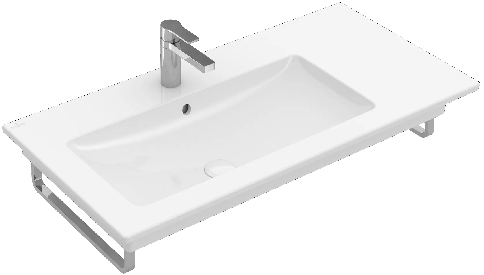 Villeroy & Boch Wandwaschtisch „Venticello“ 1000 × 500 × 170 mm, ohne Hahnlochbohrung, für Becken links in Weiß Alpin Villeroy & Boch Wandwaschtisch „Venticello“ 1000 × 500 × 170 mm, ohne Hahnlochbohrung, für Becken links in Weiß Alpin