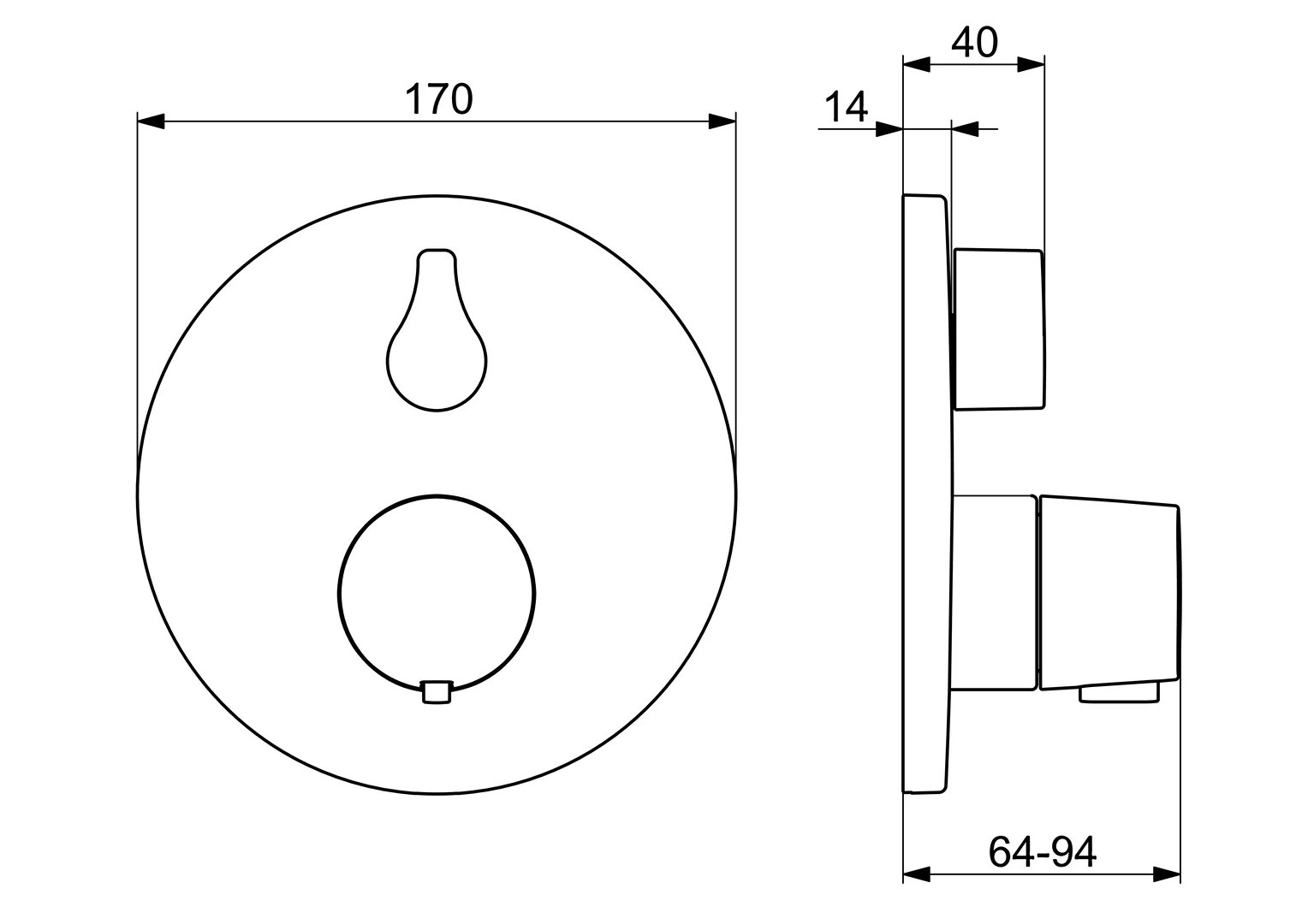 HansaLIVING Duscharmatur Thermostat Fertigmontageset für Brausebatterie 8113 Rosette rund Chrom