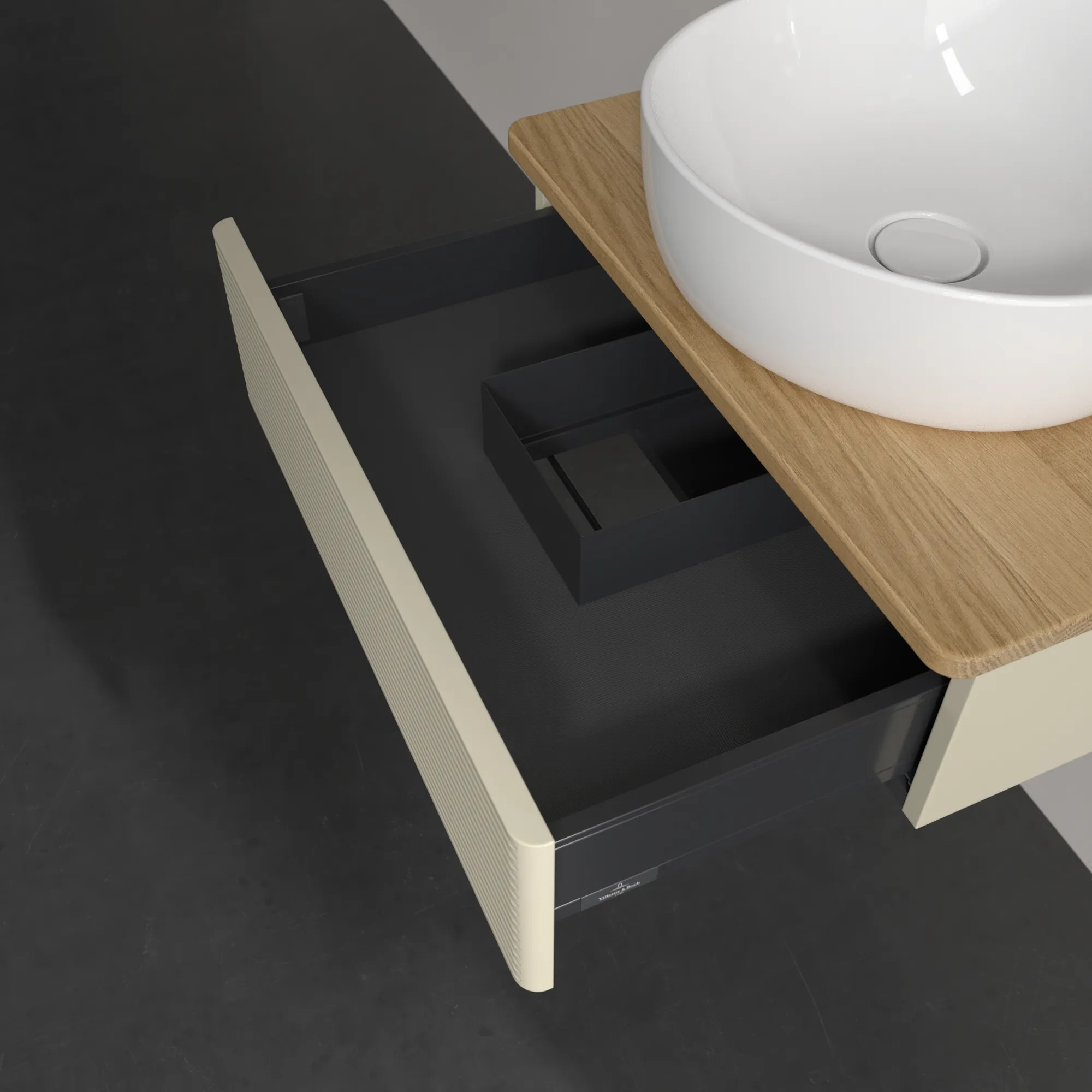 Villeroy & Boch Waschbeckenunterschrank Antao K07111, 600x190x500mm, Silk Grey Matt Lacquer, mit SoftClosing und Push-to-open Funktion