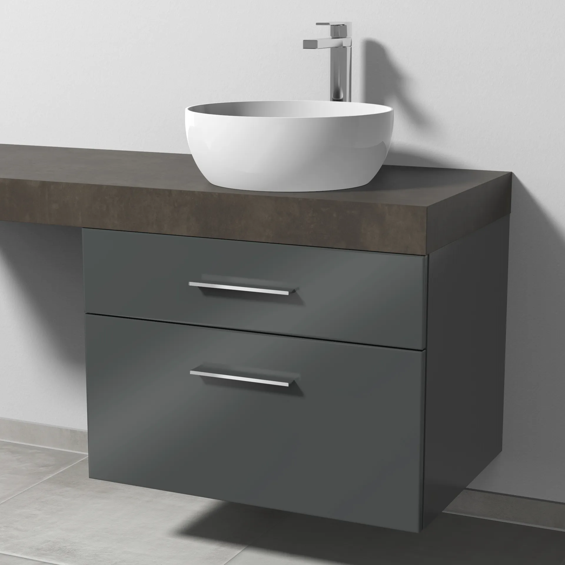 Sanipa Waschtischunterschrank „2morrow“ 700 × 510 × 520 mm in Anthrazit (glanz) Sanipa Waschtischunterschrank „2morrow“ 700 × 510 × 520 mm in Anthrazit (glanz)