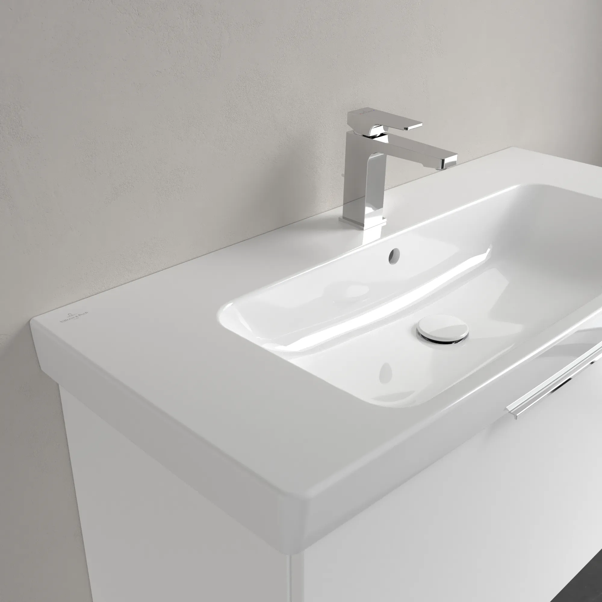 Villeroy & Boch Waschbecken „Architectura“ 1000 × 460 × 165 mm, ohne Hahnlochbohrung, für Becken mittig in Weiß Alpin Villeroy & Boch Waschbecken „Architectura“ 1000 × 460 × 165 mm, ohne Hahnlochbohrung, für Becken mittig in Weiß Alpin