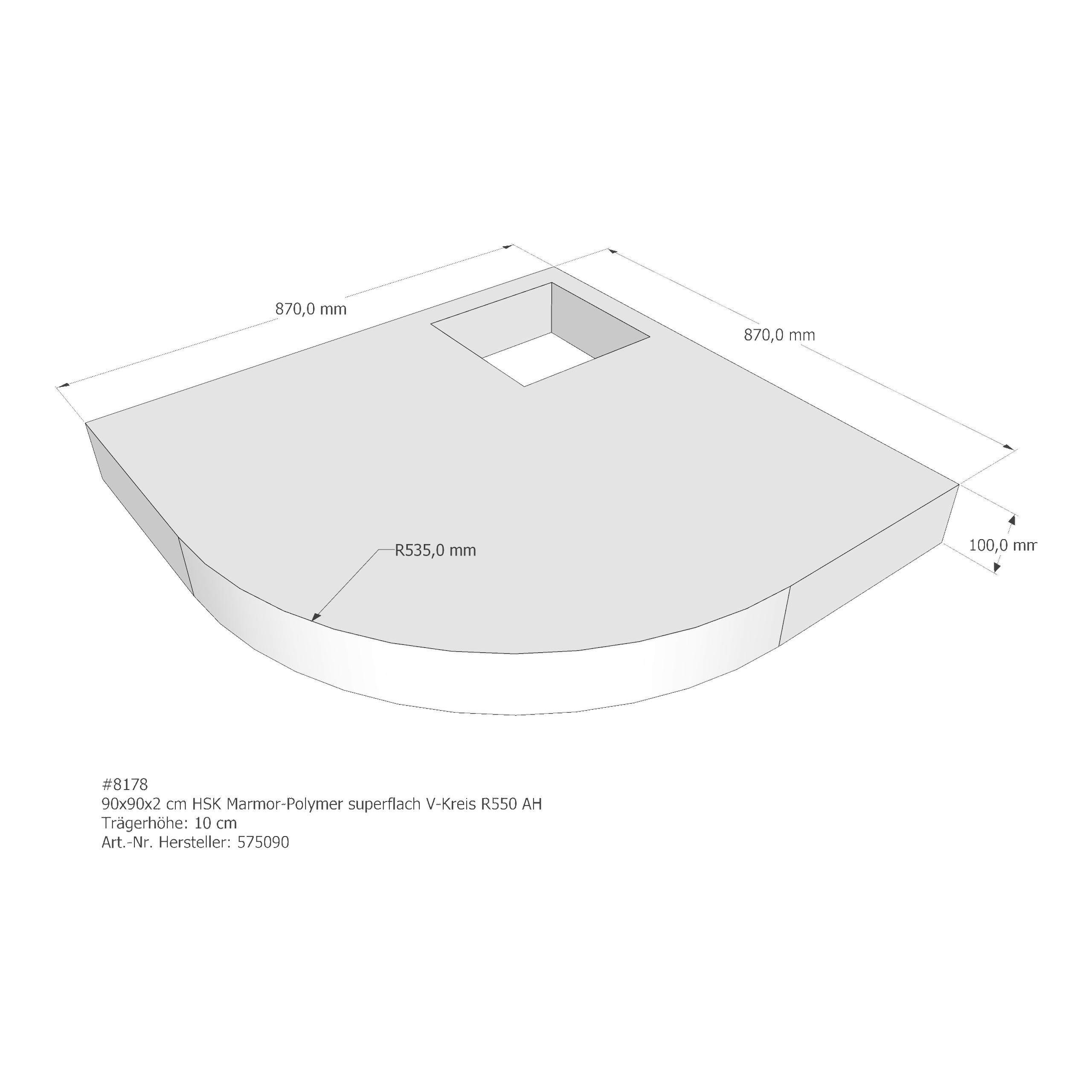 Duschwannenträger für HSK Marmor-Polymer superflach 90 × 90 × 2 cm Duschwannenträger für HSK Marmor-Polymer superflach 90 × 90 × 2 cm