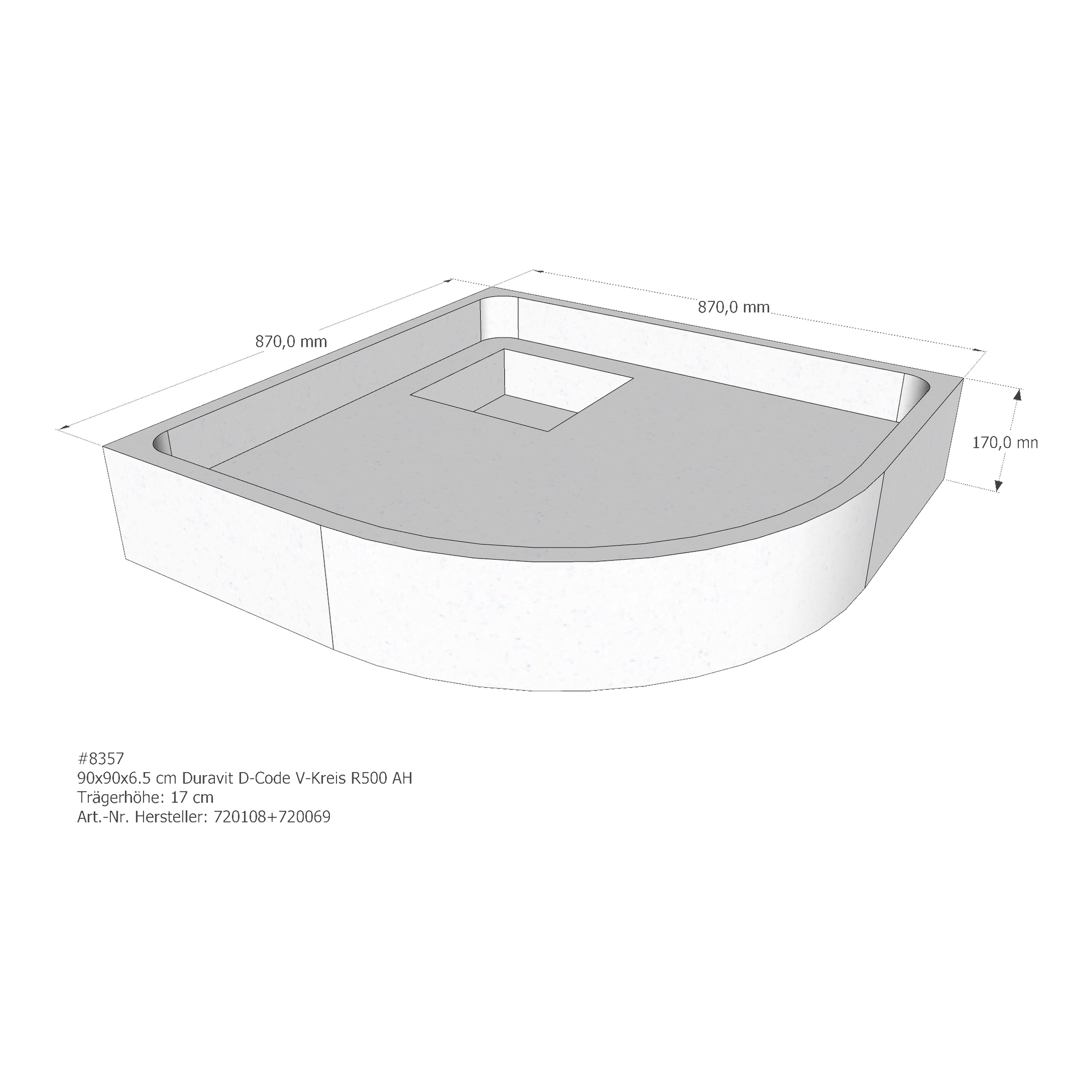 Duschwannenträger für Duravit D-Code 90 × 90 × 6,5 cm Duschwannenträger für Duravit D-Code 90 × 90 × 6,5 cm
