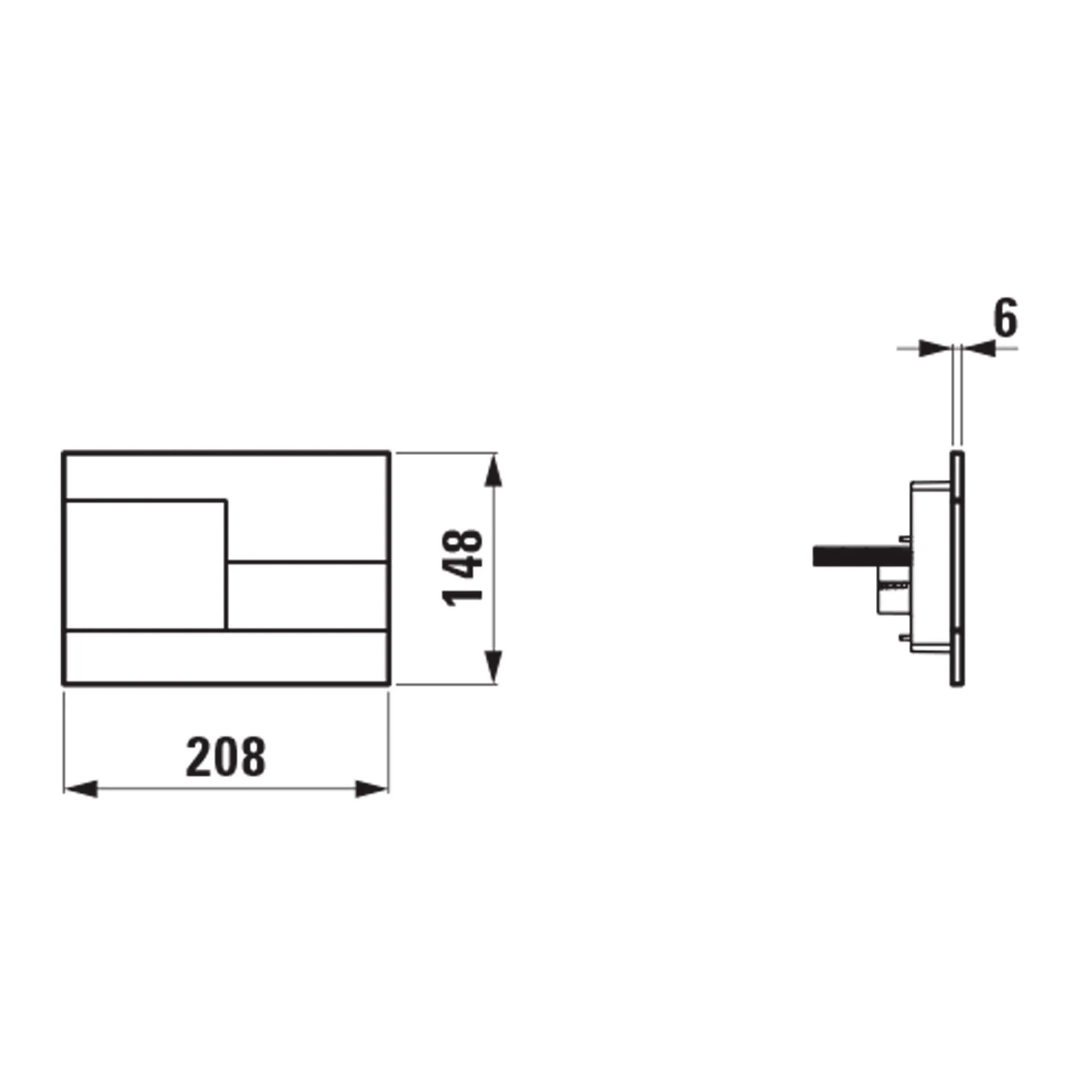 Betätigungsplatte SKYLINE INEO 208x148x6, aus Kunsstoff, für Frontbetätigung oder Betätigung von oben, für Unterputz-Spülkasten mit Dual-Flush 2-Mengen-Spülsystem, auch für flächenbündigen Einbau geeignet, weiß