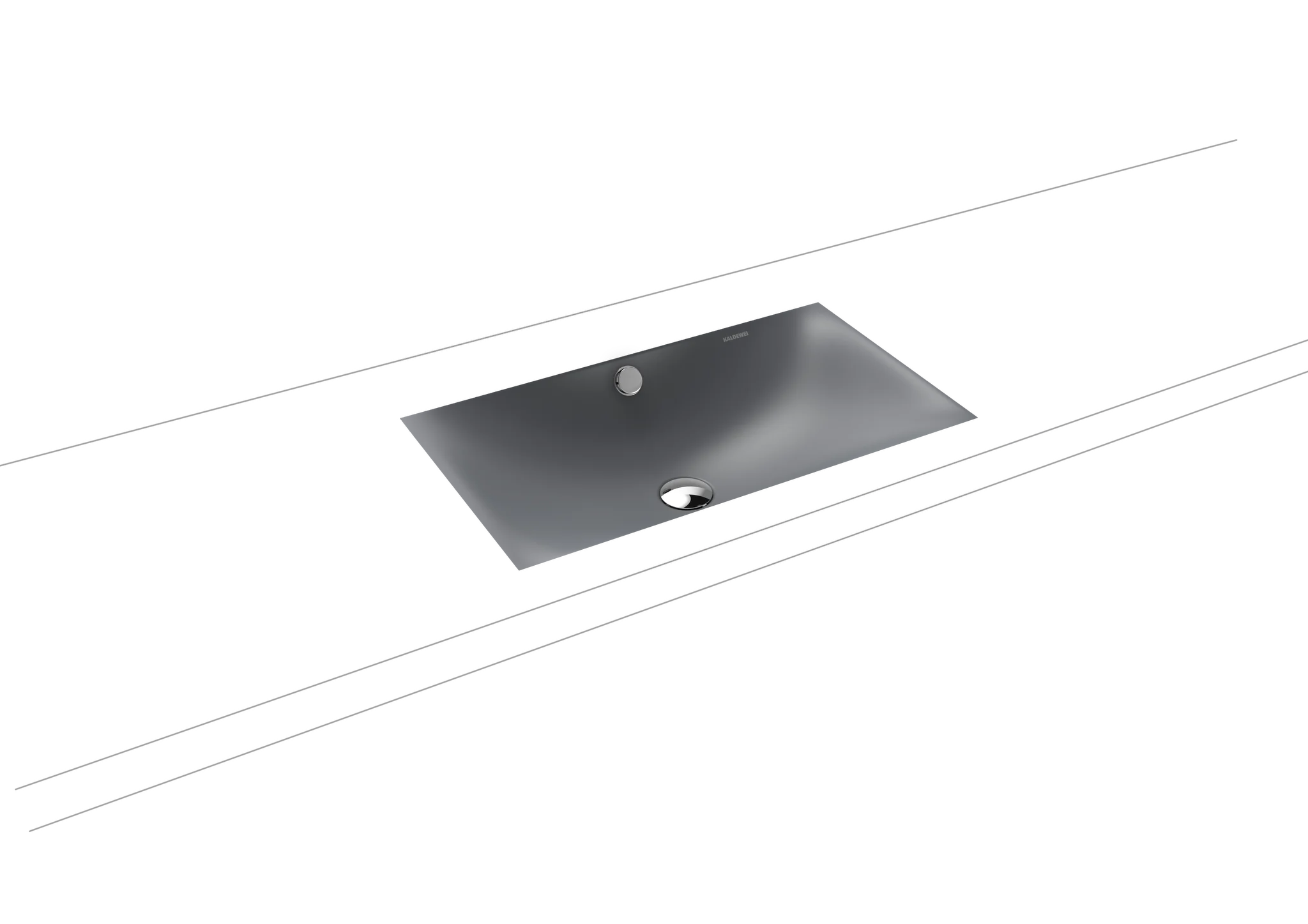 Kaldewei SILENIO Unterbauwaschtisch, 3047, 634x391 mm, cool grey 70, Perl-Effekt, Antidröhn, chrom Überlaufgarnitur