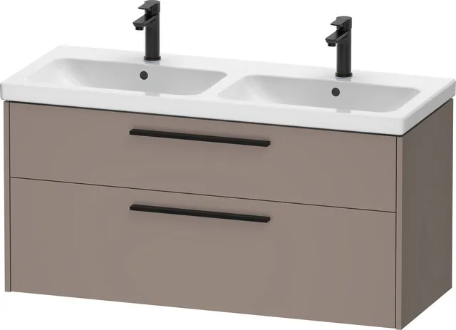 Duravit Waschtischunterschrank für Doppelwaschtisch Wandhängend „D-Code“ 118,4 × 55,5 × 46 cm in Basalt Matt