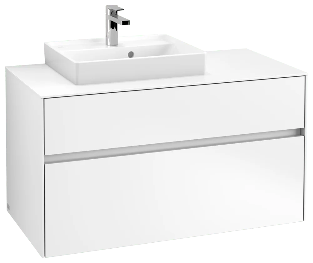 Villeroy & Boch Waschbeckenunterschrank Collaro C01400, Eckig White Matt, 1000x548x500mm, mit SoftClosing, 2 Auszüge