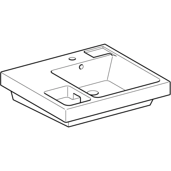 Wandwaschtisch mit seitlichem Schwammbecken „Bambini“, rechteckig, Hahnlochposition rechts 60 × 55 cm 