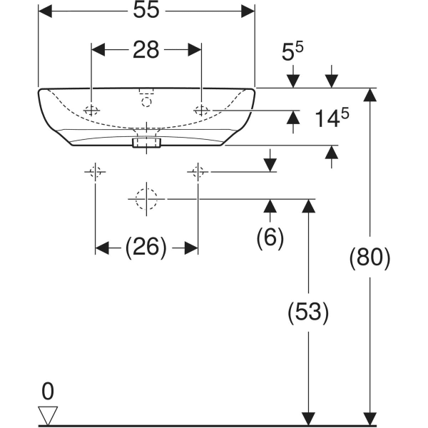 Wandwaschtisch „Renova Comfort“, rechteckig 55 × 55 cm in weiß alpin Wandwaschtisch „Renova Comfort“, rechteckig 55 × 55 cm in weiß alpin