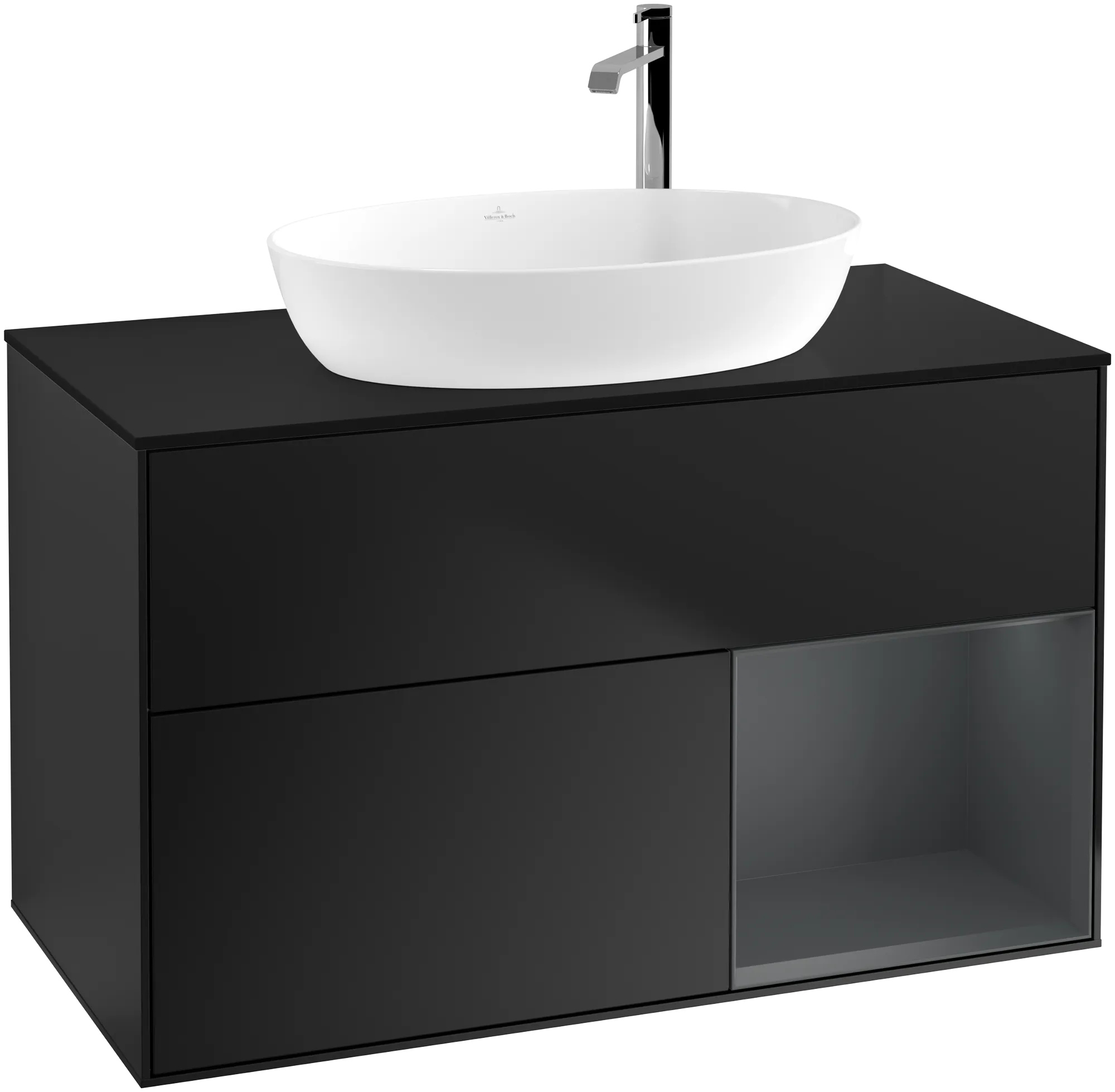 Villeroy & Boch Finion Waschbeckenunterschrank F90, 1000 x 603 x 501 mm, Black Matt Lacquer / Midnight Blue Matt Lacquer
