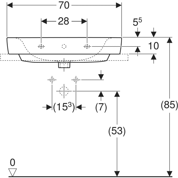 Aufsatzwaschtisch „Renova Plan“, rechteckig 70 × 48 cm in weiß alpin Aufsatzwaschtisch „Renova Plan“, rechteckig 70 × 48 cm in weiß alpin