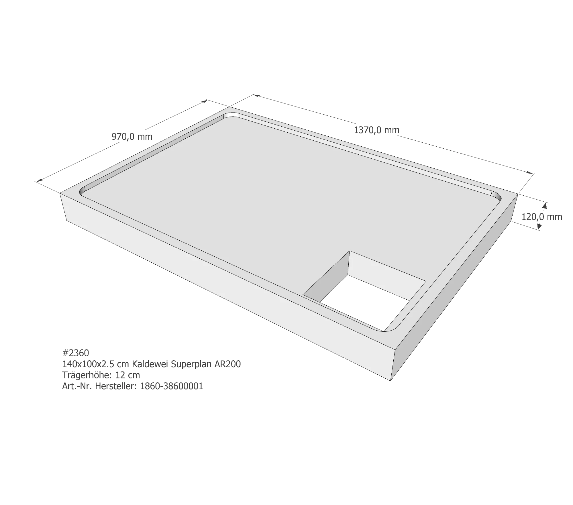Duschwannenträger passend für Kaldewei Superplan 140 × 100 × 2,5 cm Duschwannenträger passend für Kaldewei Superplan 140 × 100 × 2,5 cm