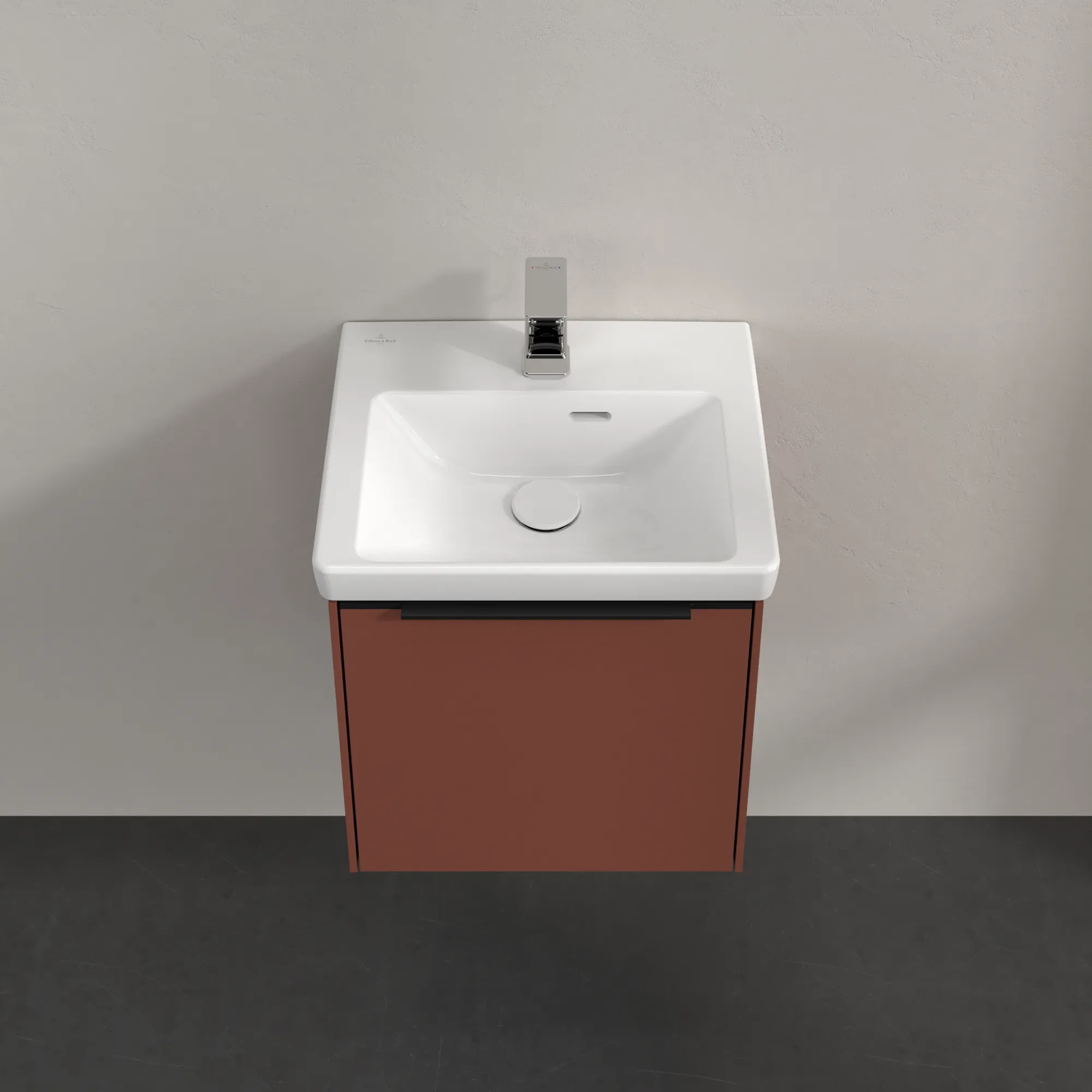 Villeroy & Boch Waschtischunterschrank mit Tür „Subway 3.0“ für Schrankwaschtisch 423 × 429 × 378 mm Wine Red, 1 Tür, für Becken mittig, Anschlag links Villeroy & Boch Waschtischunterschrank mit Tür „Subway 3.0“ für Schrankwaschtisch 423 × 429 × 378 mm Wine Red, 1 Tür, für Becken mittig, Anschlag links