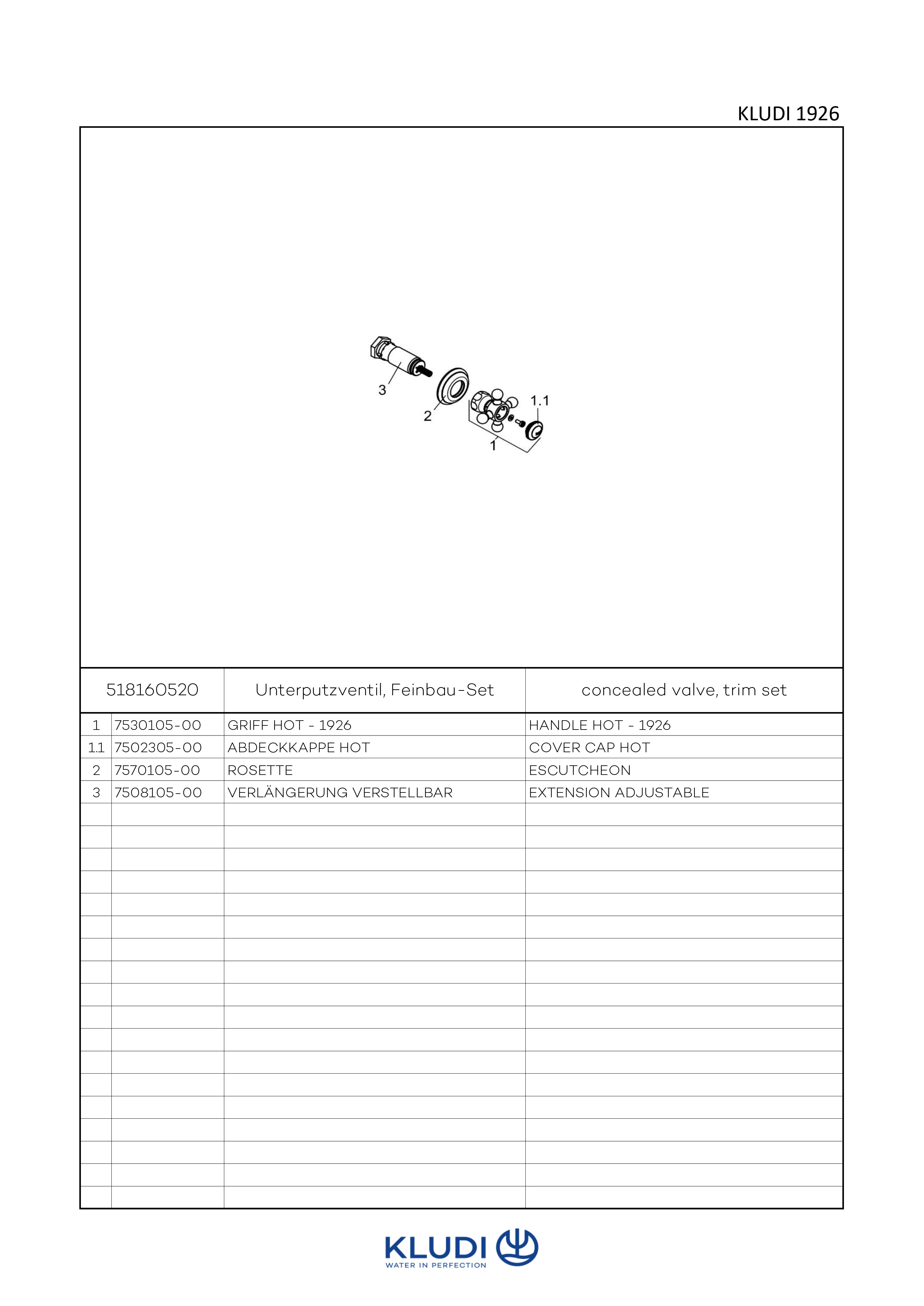 Kludi 1926 UP-Ventil Feinbau-Set Hot chrom Kludi 1926 UP-Ventil Feinbau-Set Hot chrom