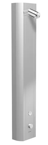 Duschpaneel LINUS DP-C-T, Mischwasser, Thermostat, Elektronisch, Selbstschluss, 2 RFV, 2 Vorfilter, Duschkopf Aerosolarm, 2x DN 15 G 1/2 AG, B 226 mm x H 1200 mm x T 115 mm, Aluminium gebürstet, eloxiert Duschpaneel LINUS DP-C-T, Mischwasser, Thermostat, Elektronisch, Selbstschluss, 2 RFV, 2 Vorfilter, Duschkopf Aerosolarm, 2x DN 15 G 1/2 AG, B 226 mm x H 1200 mm x T 115 mm, Aluminium gebürstet, eloxiert