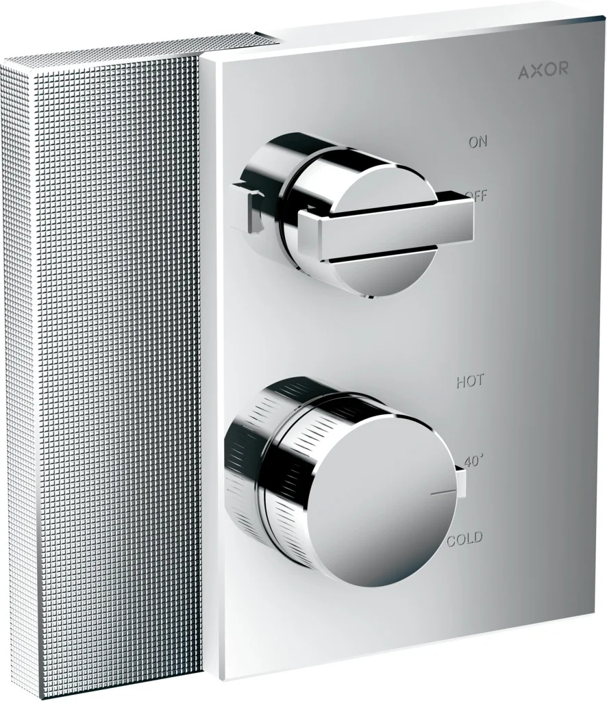 Hansgrohe AXOR Edge Thermostat Unterputz, Diamantschliff Chrom, 1 Verbraucher, max. Durchfluss 26 l/min bei 3 bar, min./max. Betriebsdruck 1/10 bar, Sicherheitssperre ab 40 °C, einstellbare Temperaturbegrenzung, Rückflussverhinderer, Schalldämpfer, Ansch