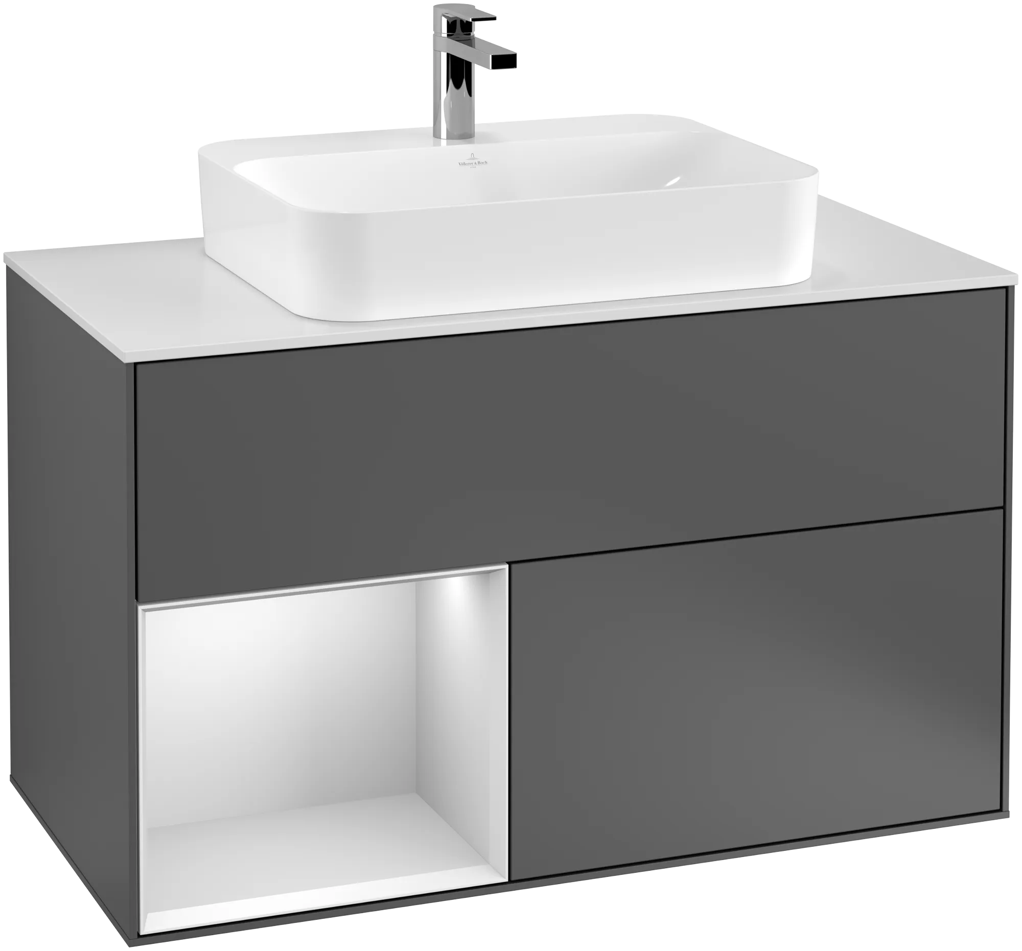 Villeroy & Boch Finion Waschbeckenunterschrank G36, Anthrazit Matt Lack / Weiss Lack, 1000x603x501mm