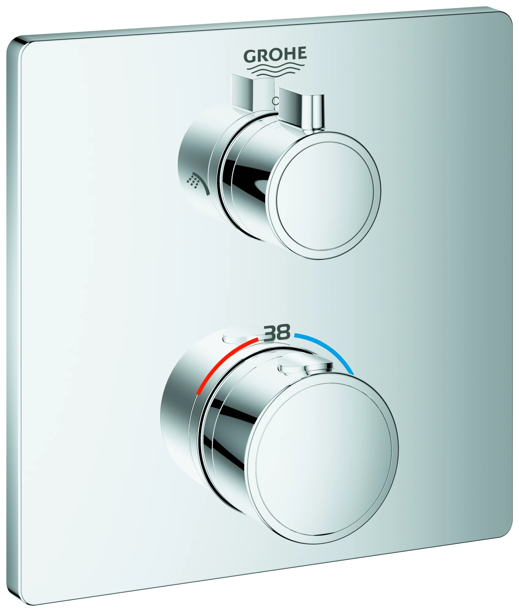 Thermostat-Brausebatterie Grohtherm 24079, mit integrierter 2-Wege-Umstellung, Fertigmontageset für Rapido SmartBox, chrom