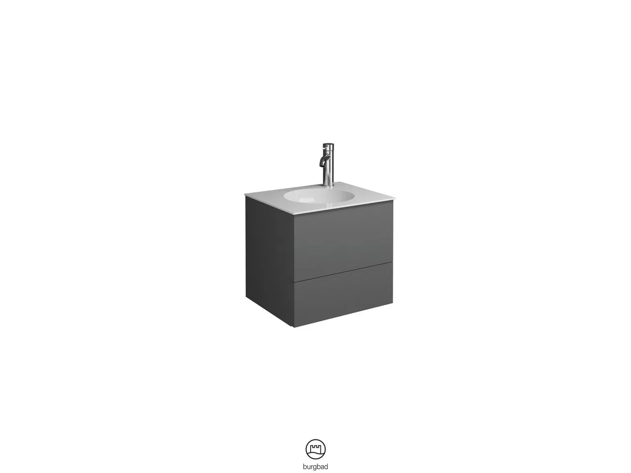 burgbad Coco Mineralguss-Waschtisch inkl. Waschtischunterschrank, 406 mm hoch, 373x450 mm, PG2