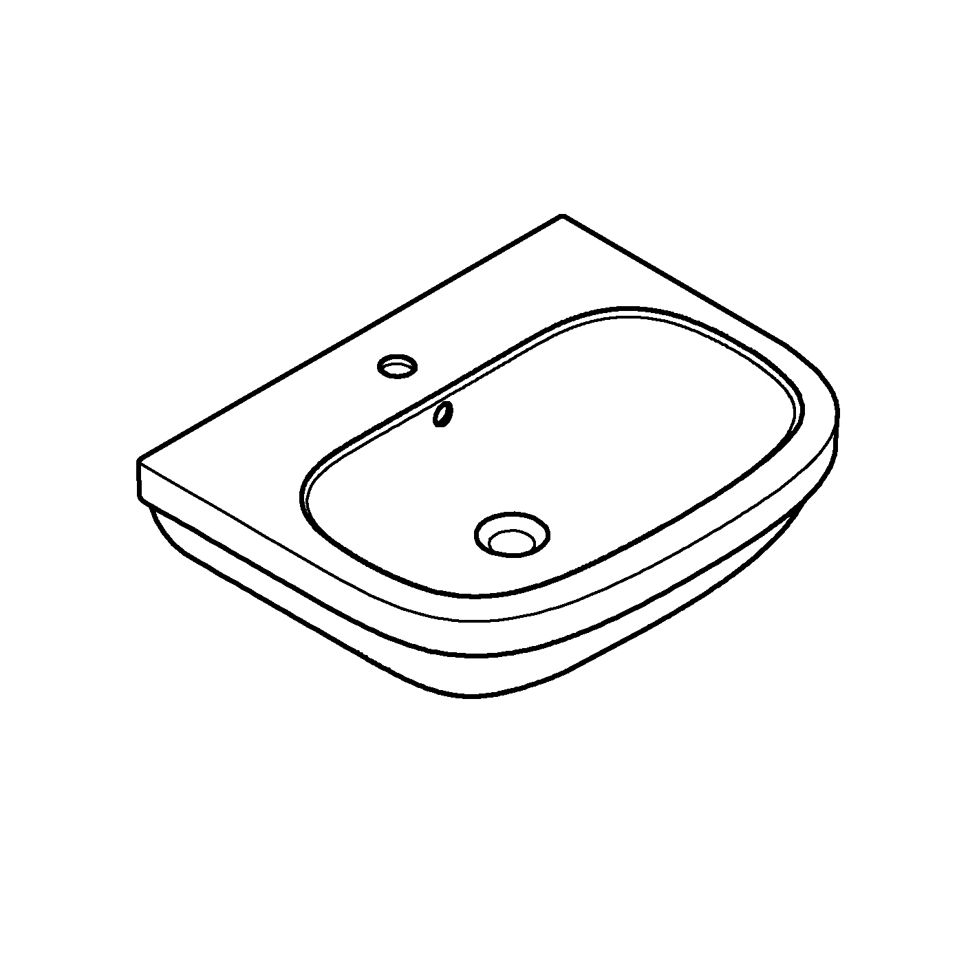 Waschtisch Euro Keramik 39335, wandhängend, 600 x 480 mm, 1 Hahnloch, mit Überlauf, aus Sanitärkeramik, alpinweiß