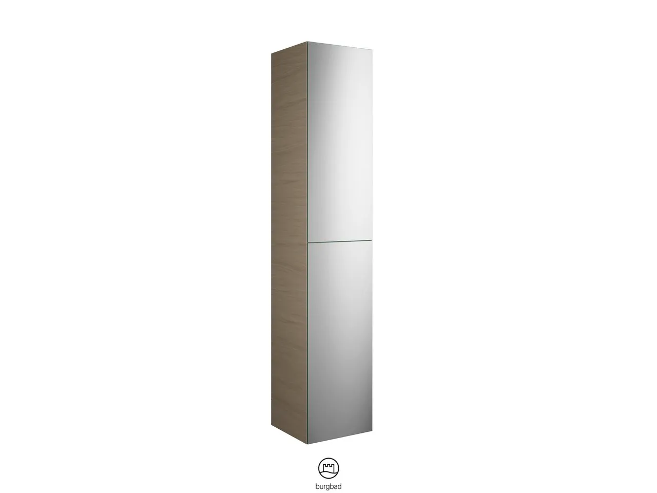 Hochschrank, 2 Spiegeltüren mit Tip-On-Technik;4 Einlegeböden;1 fester Boden, Tiefe: 350 mm, Breite: 350 mm, Höhe: 1760 mm